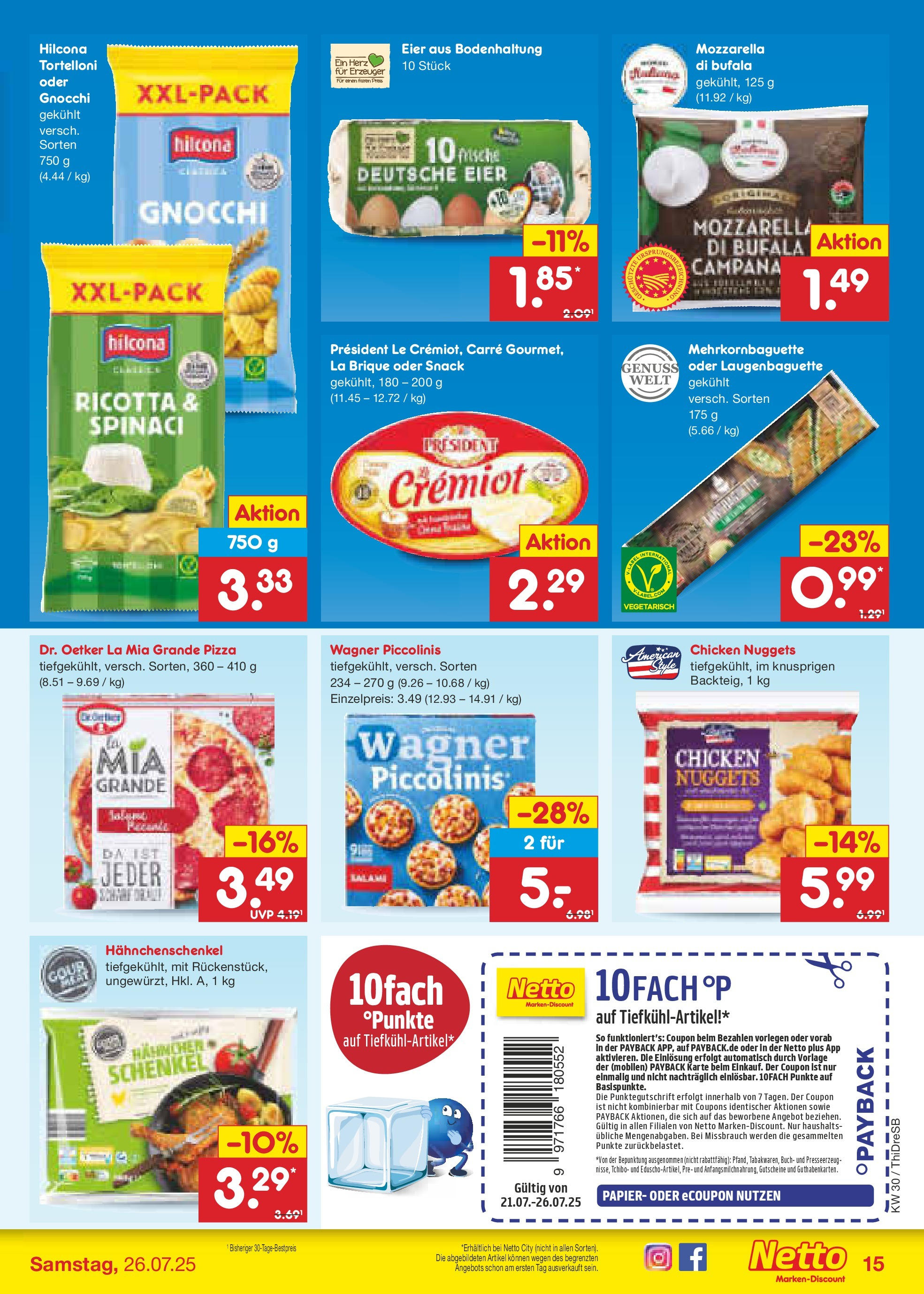 Netto Marken-Discount prospekt Dresden	 (ab 21.07.2025) » Angebote | Seite: 19 | Produkte: Eier, Mozzarella, Piccolinis, Pizza