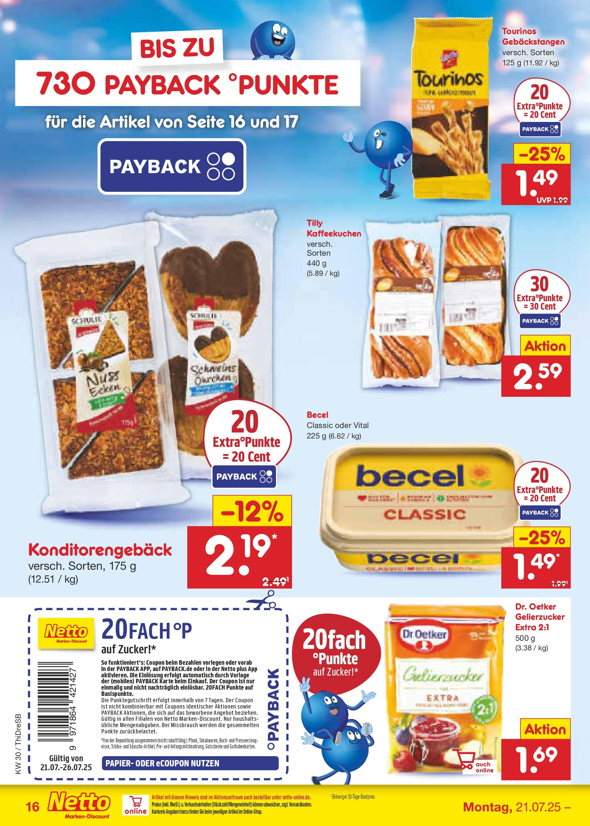 Netto Marken-Discount prospekt Dresden	 (ab 21.07.2025) » Angebote | Seite: 22 | Produkte: Gelierzucker, Becel, Zucker