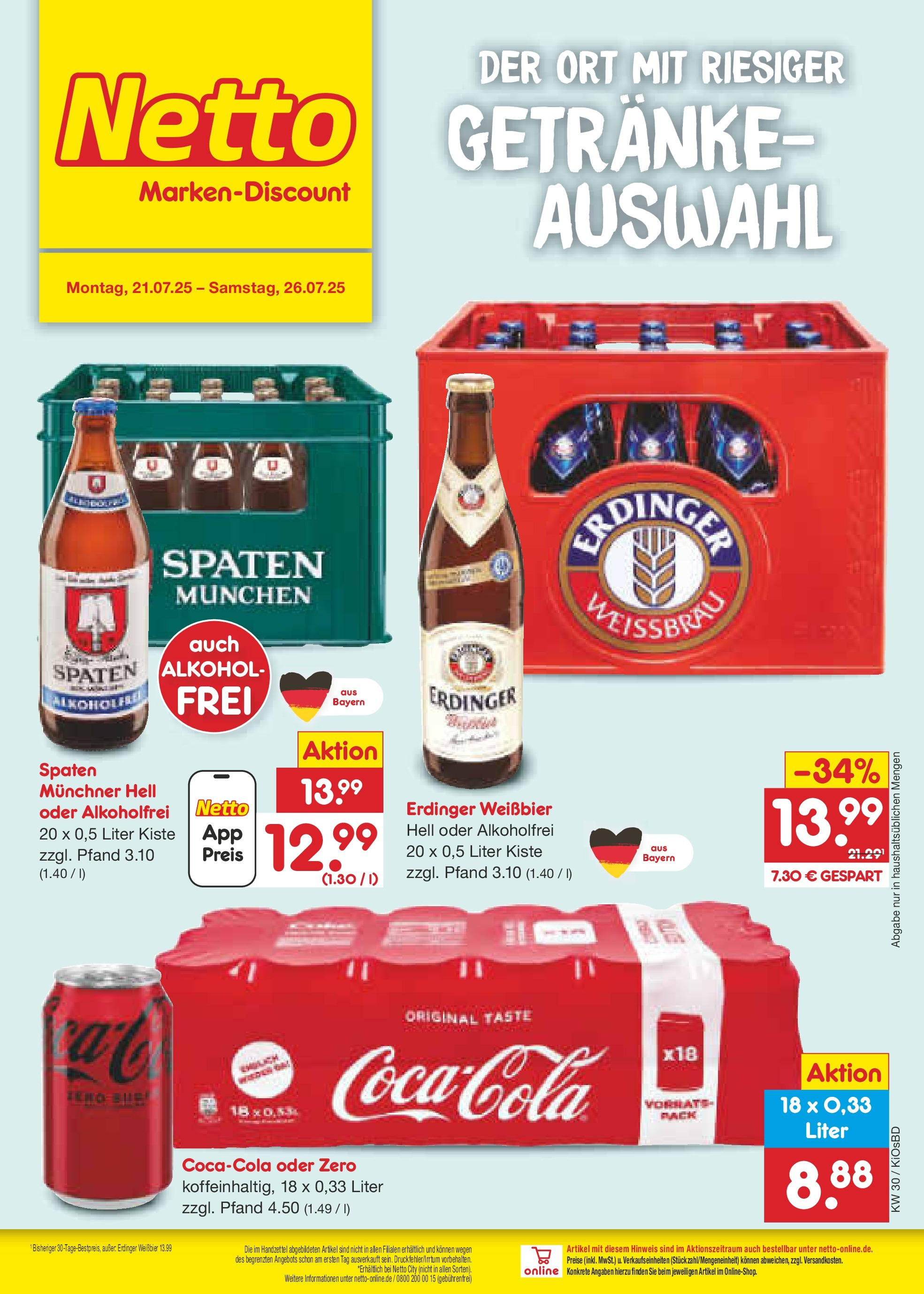 Netto Marken-Discount prospekt Mistelbach (ab 21.07.2025) » Angebote | Seite: 30 | Produkte: Erdinger, Weißbier Netto Marken-Discount prospekt Mistelbach (ab 21.07.2025) » Angebote | Seite: 30 | Produkte: Erdinger, Weißbier