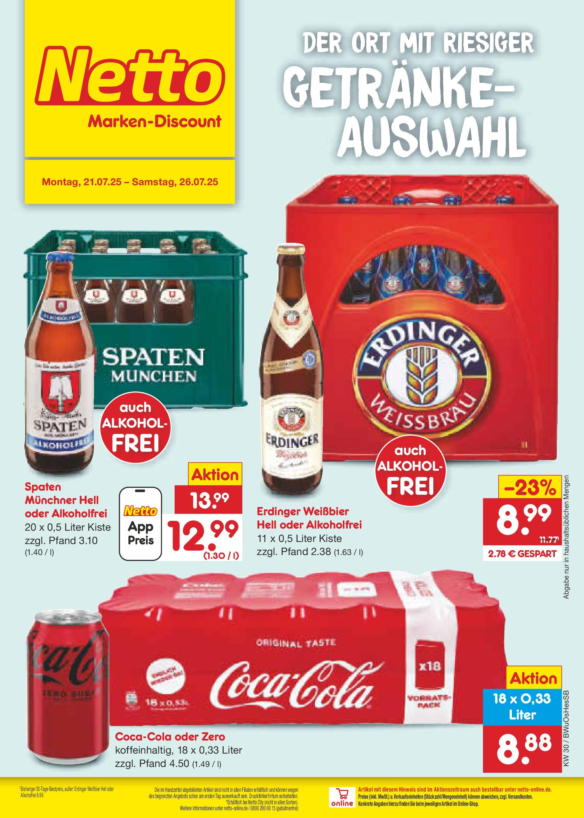 Netto Marken-Discount prospekt Osterode (ab 21.07.2025) » Angebote | Seite: 30 | Produkte: Erdinger, Weißbier Netto Marken-Discount prospekt Osterode (ab 21.07.2025) » Angebote | Seite: 30 | Produkte: Erdinger, Weißbier
