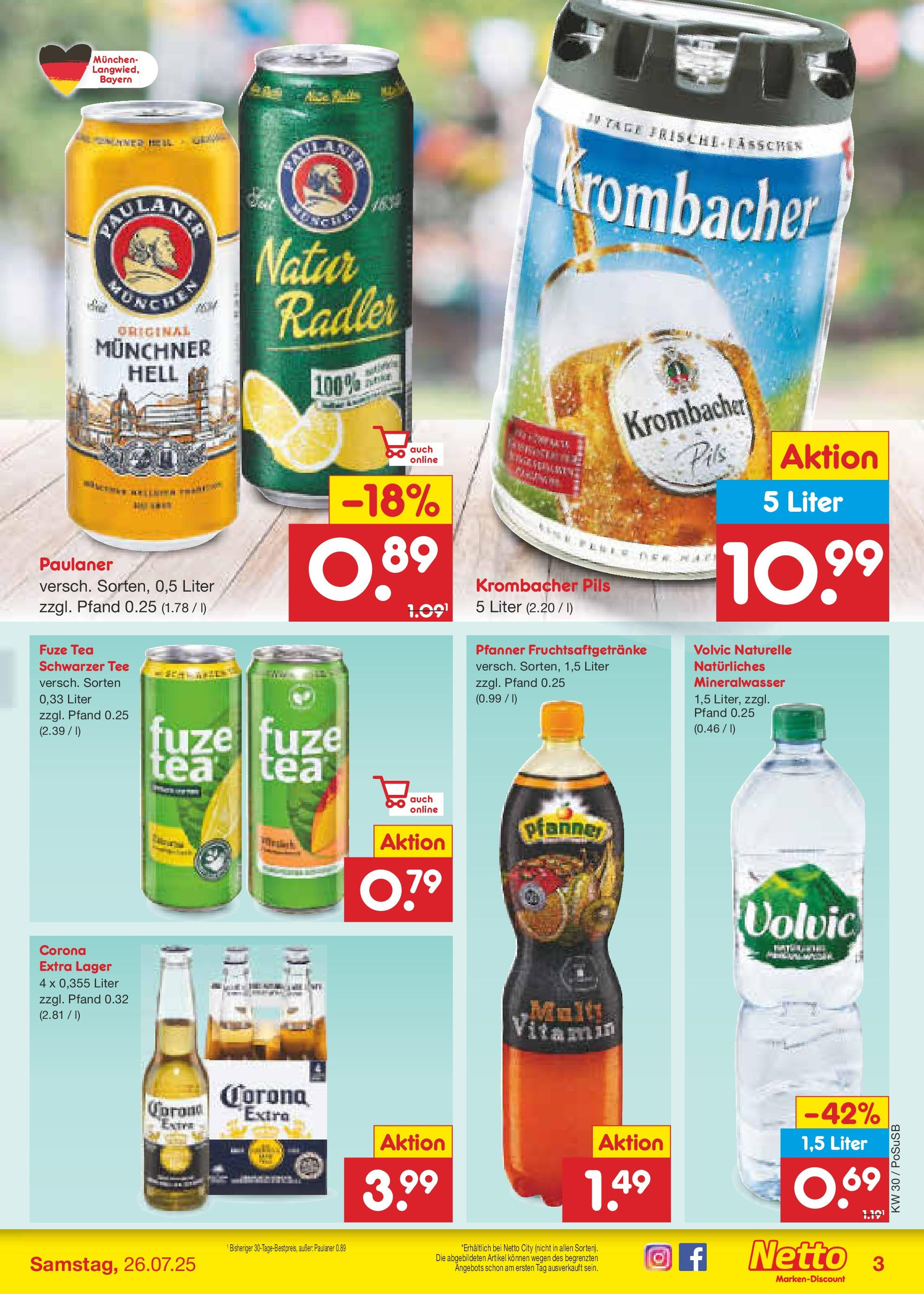 Netto Marken-Discount prospekt Regensburg (ab 21.07.2025) » Angebote | Seite: 33 | Produkte: Fuze tea, Radler, Krombacher, Paulaner Netto Marken-Discount prospekt Regensburg (ab 21.07.2025) » Angebote | Seite: 33 | Produkte: Fuze tea, Radler, Krombacher, Paulaner
