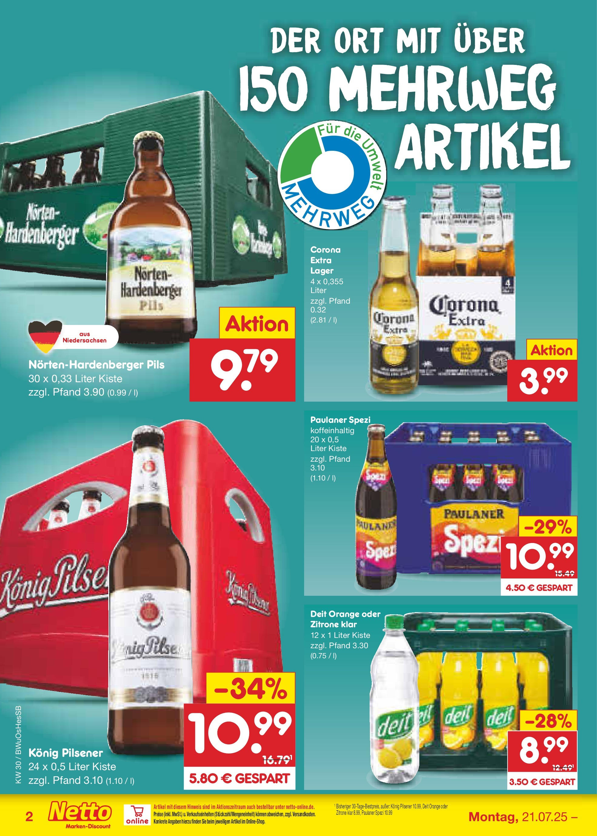 Netto Marken-Discount prospekt Osterode (ab 21.07.2025) » Angebote | Seite: 32 | Produkte: Konig pilsener, Pils, Zitrone, Paulaner Netto Marken-Discount prospekt Osterode (ab 21.07.2025) » Angebote | Seite: 32 | Produkte: Konig pilsener, Pils, Zitrone, Paulaner