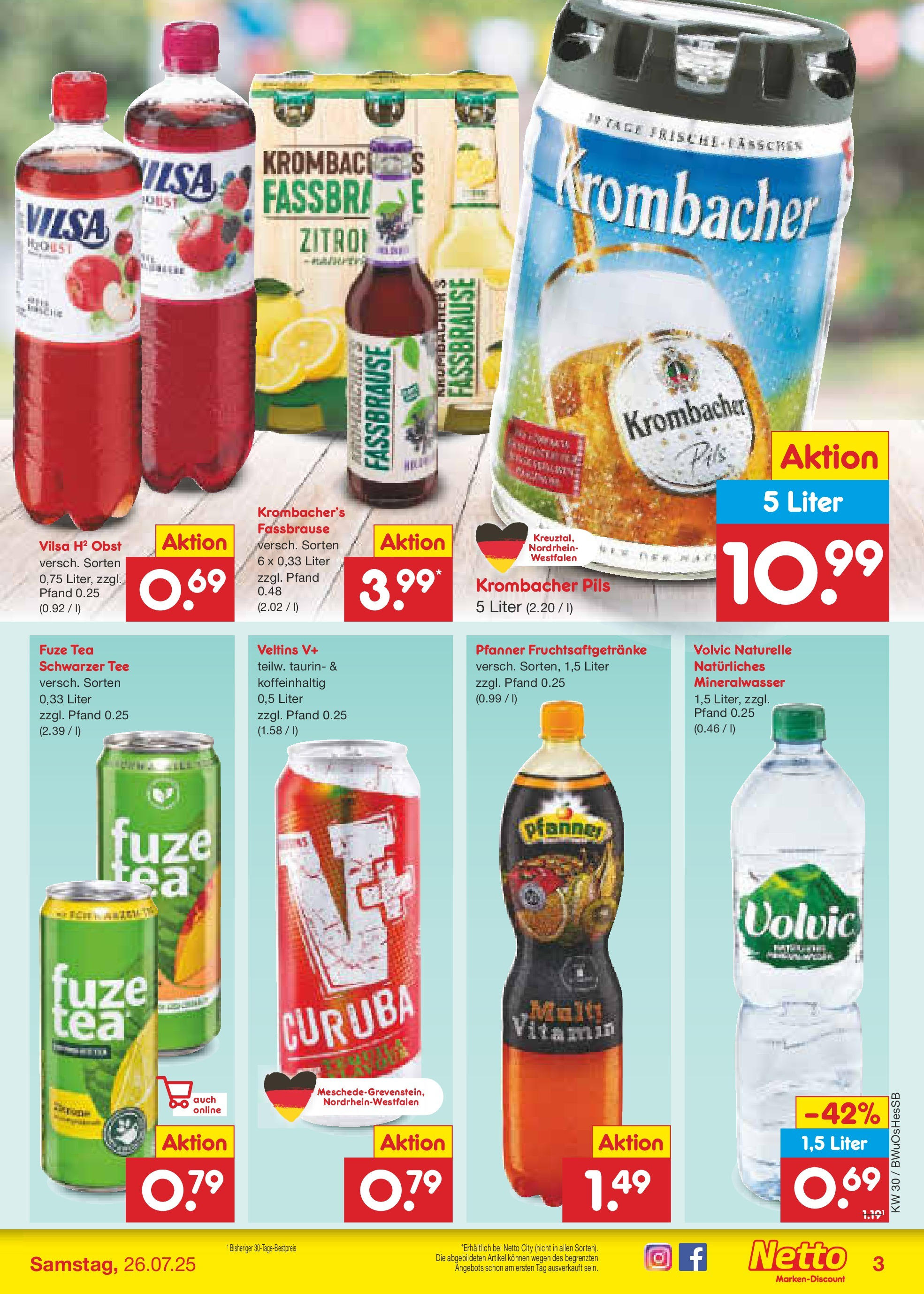 Netto Marken-Discount prospekt Osterode (ab 21.07.2025) » Angebote | Seite: 33 | Produkte: Fuze tea, Pils, Fassbrause, Veltins Netto Marken-Discount prospekt Osterode (ab 21.07.2025) » Angebote | Seite: 33 | Produkte: Fuze tea, Pils, Fassbrause, Veltins