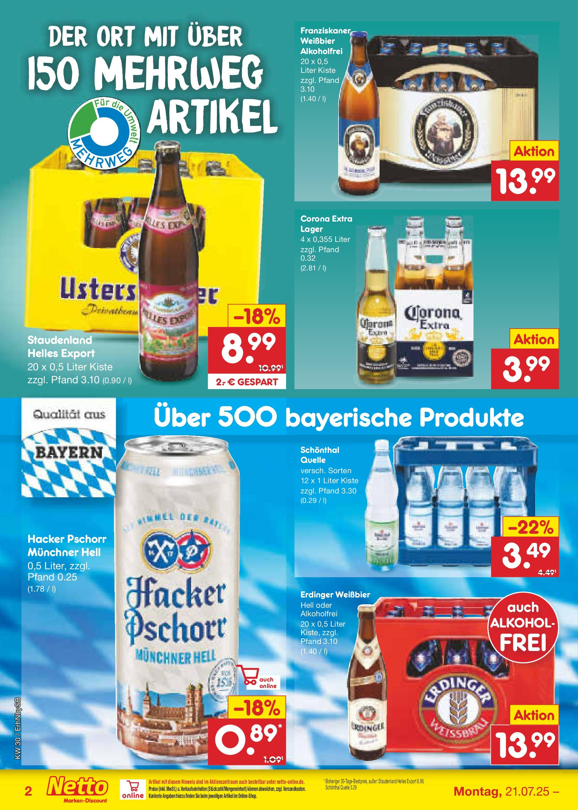Netto Marken-Discount prospekt Metten (ab 21.07.2025) » Angebote | Seite: 32 | Produkte: Franziskaner, Erdinger, Weißbier Netto Marken-Discount prospekt Metten (ab 21.07.2025) » Angebote | Seite: 32 | Produkte: Franziskaner, Erdinger, Weißbier