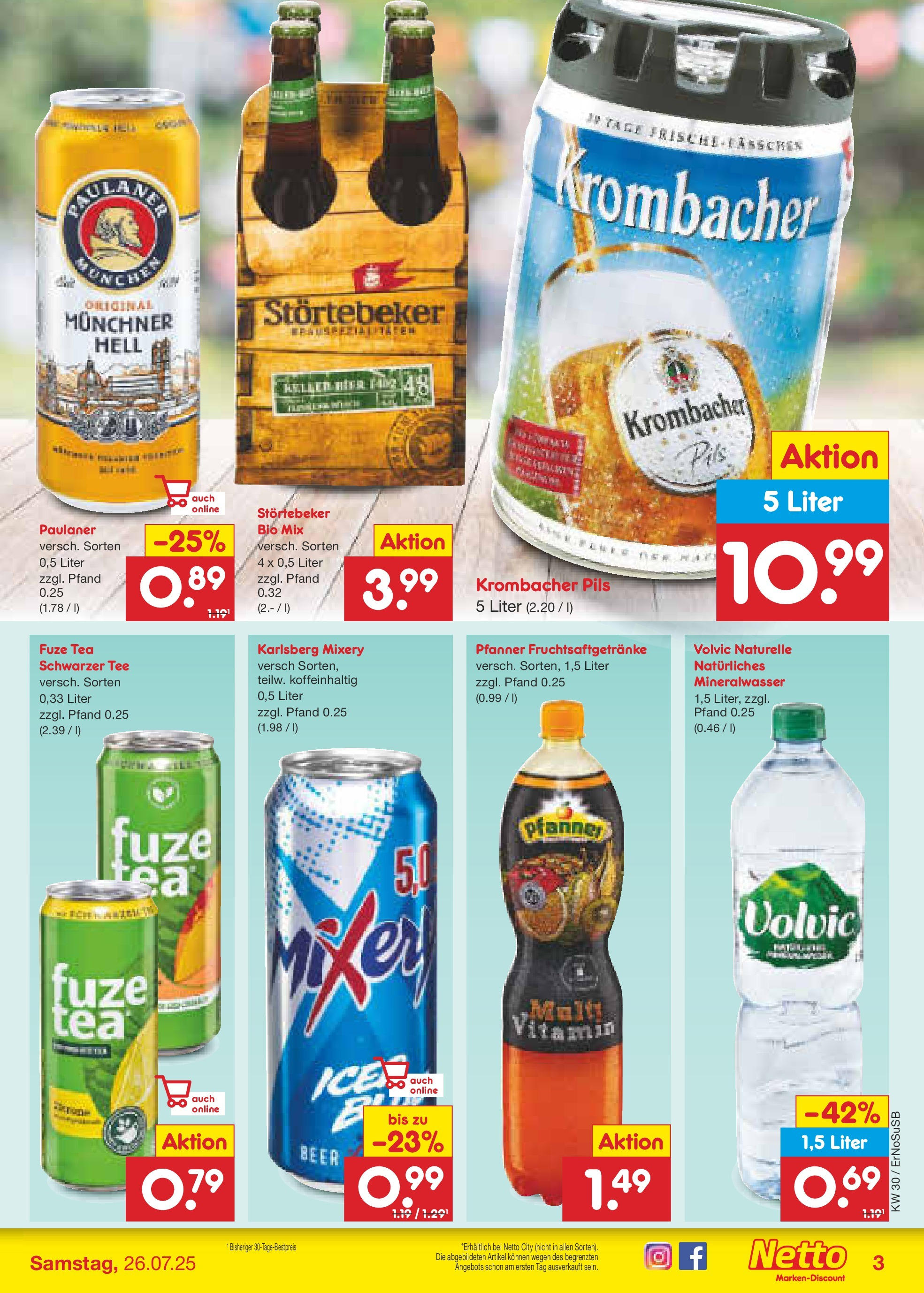 Netto Marken-Discount prospekt Erfurt (ab 21.07.2025) » Angebote | Seite: 33 | Produkte: Fuze tea, Pils, Krombacher, Paulaner Netto Marken-Discount prospekt Erfurt (ab 21.07.2025) » Angebote | Seite: 33 | Produkte: Fuze tea, Pils, Krombacher, Paulaner