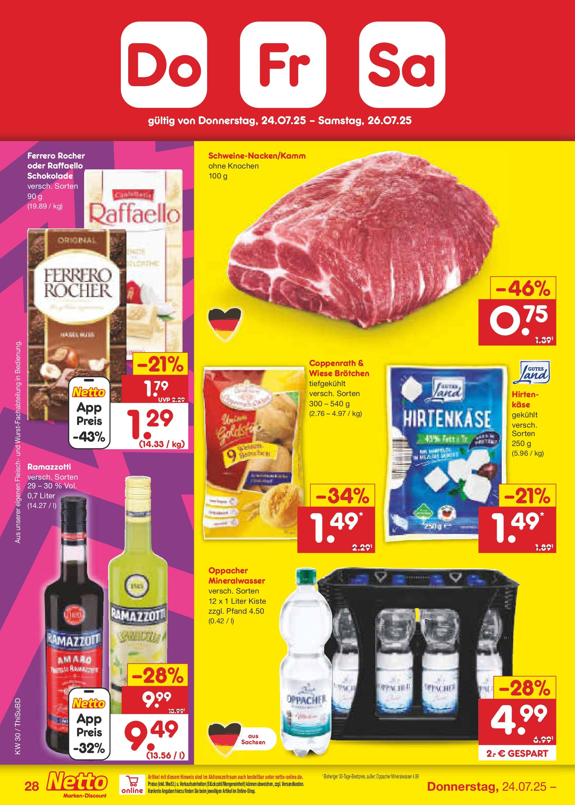 Netto Marken-Discount prospekt Thiendorf (ab 21.07.2025) » Angebote | Seite: 46 | Produkte: Raffaello, Käse, Schokolade, Ramazzotti Netto Marken-Discount prospekt Thiendorf (ab 21.07.2025) » Angebote | Seite: 46 | Produkte: Raffaello, Käse, Schokolade, Ramazzotti