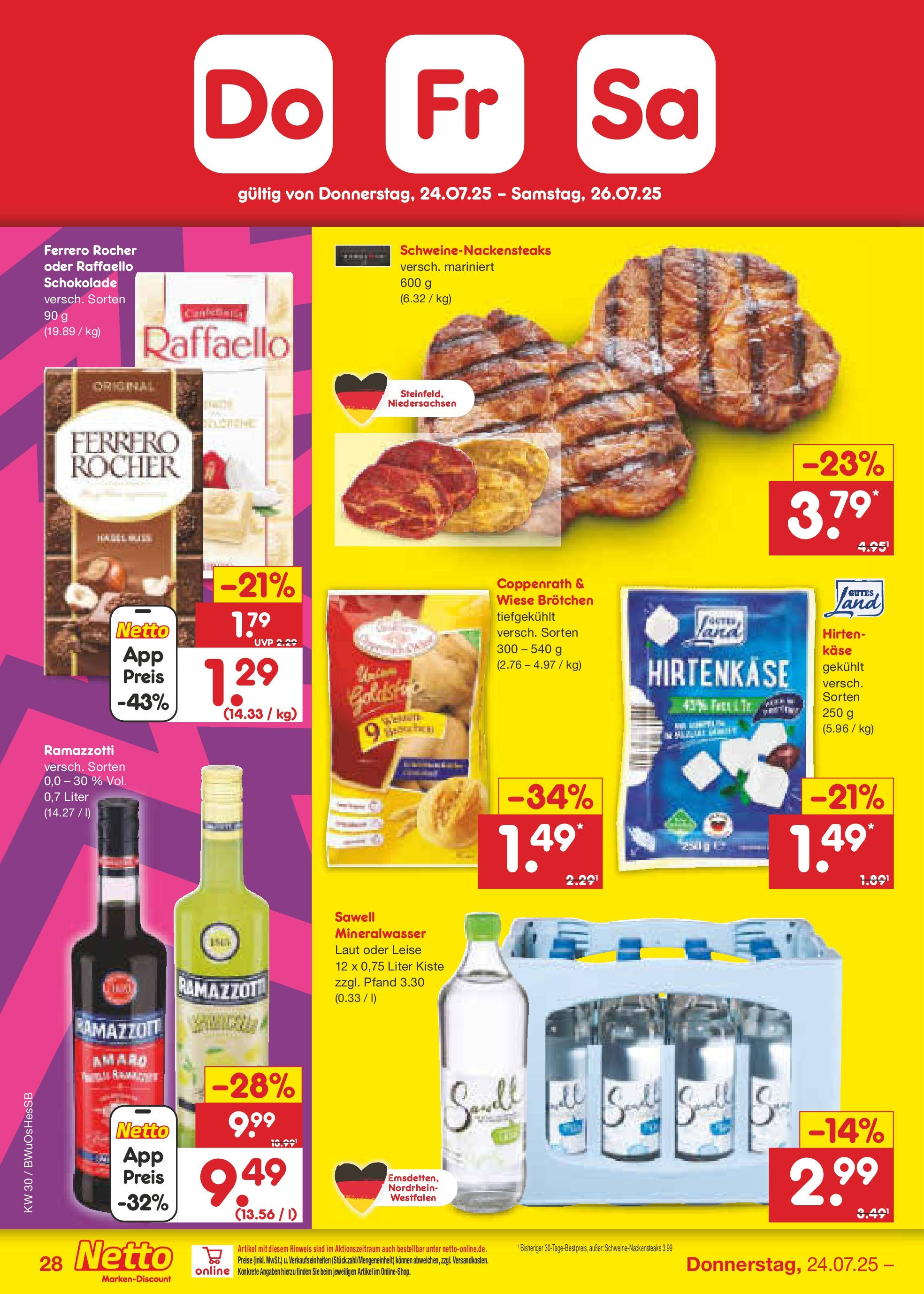Netto Marken-Discount prospekt Osterode (ab 21.07.2025) » Angebote | Seite: 46 | Produkte: Raffaello, Ferrero rocher, Schokolade, Ramazzotti Netto Marken-Discount prospekt Osterode (ab 21.07.2025) » Angebote | Seite: 46 | Produkte: Raffaello, Ferrero rocher, Schokolade, Ramazzotti