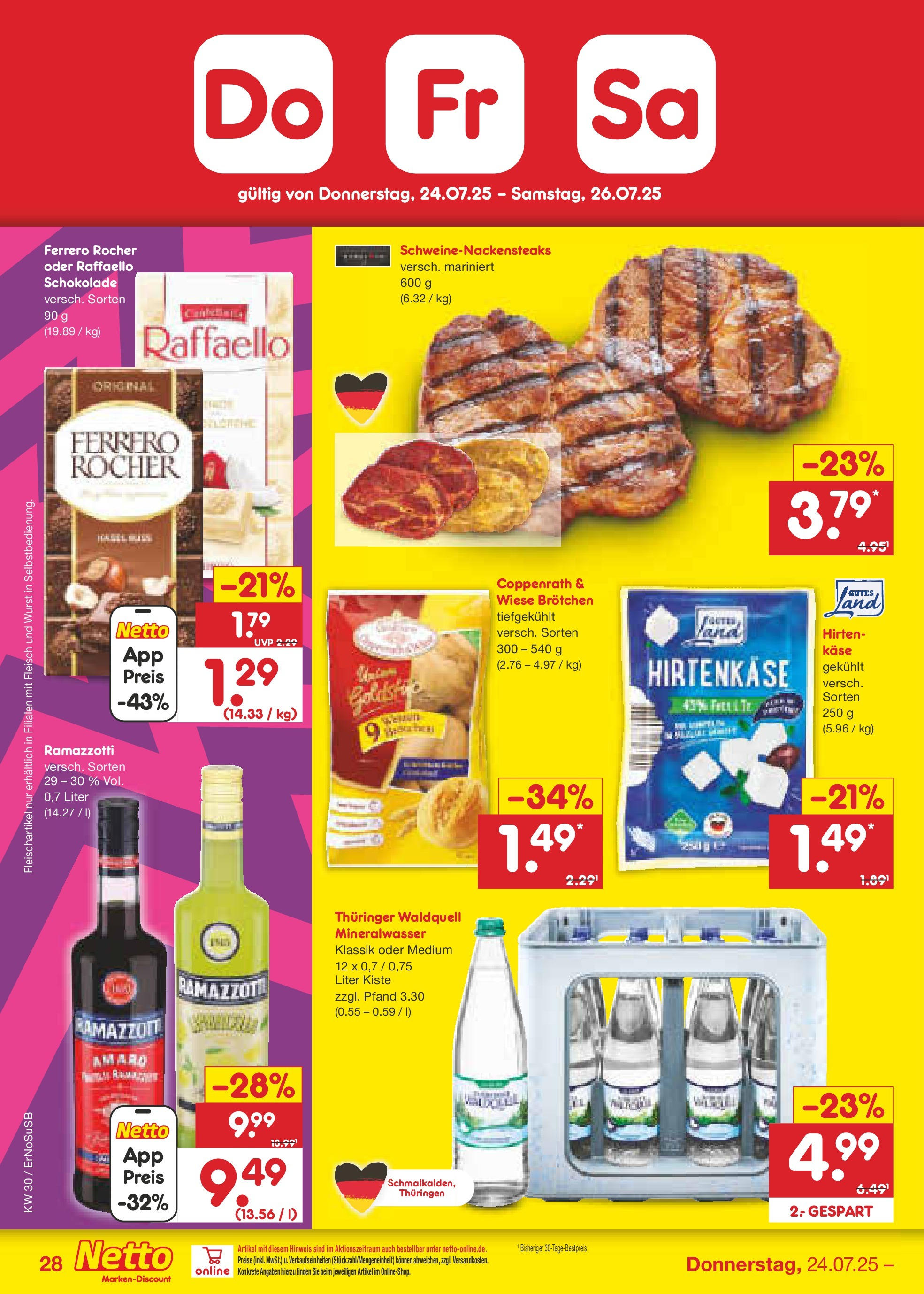 Netto Marken-Discount prospekt Erfurt (ab 21.07.2025) » Angebote | Seite: 46 | Produkte: Raffaello, Ferrero rocher, Käse, Mineralwasser Netto Marken-Discount prospekt Erfurt (ab 21.07.2025) » Angebote | Seite: 46 | Produkte: Raffaello, Ferrero rocher, Käse, Mineralwasser