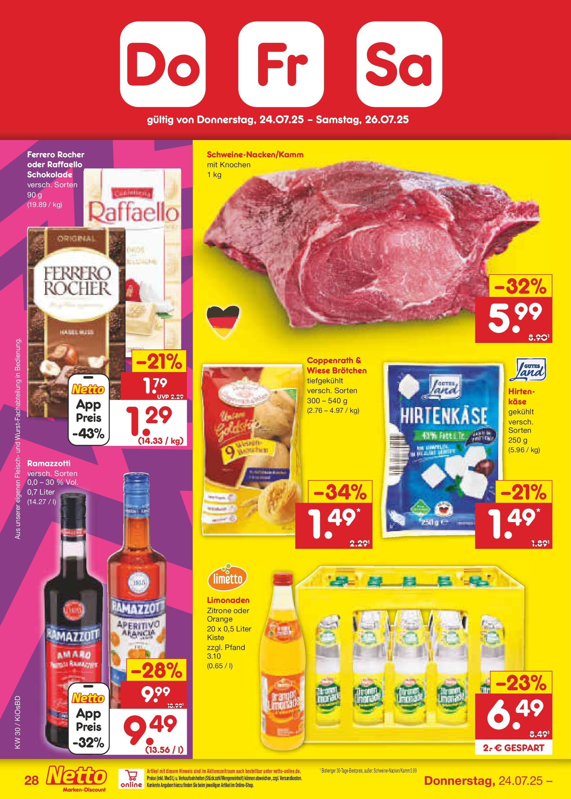 Netto Marken-Discount prospekt Mistelbach (ab 21.07.2025) » Angebote | Seite: 46 | Produkte: Ferrero rocher, Käse, Schokolade, Fleisch Netto Marken-Discount prospekt Mistelbach (ab 21.07.2025) » Angebote | Seite: 46 | Produkte: Ferrero rocher, Käse, Schokolade, Fleisch