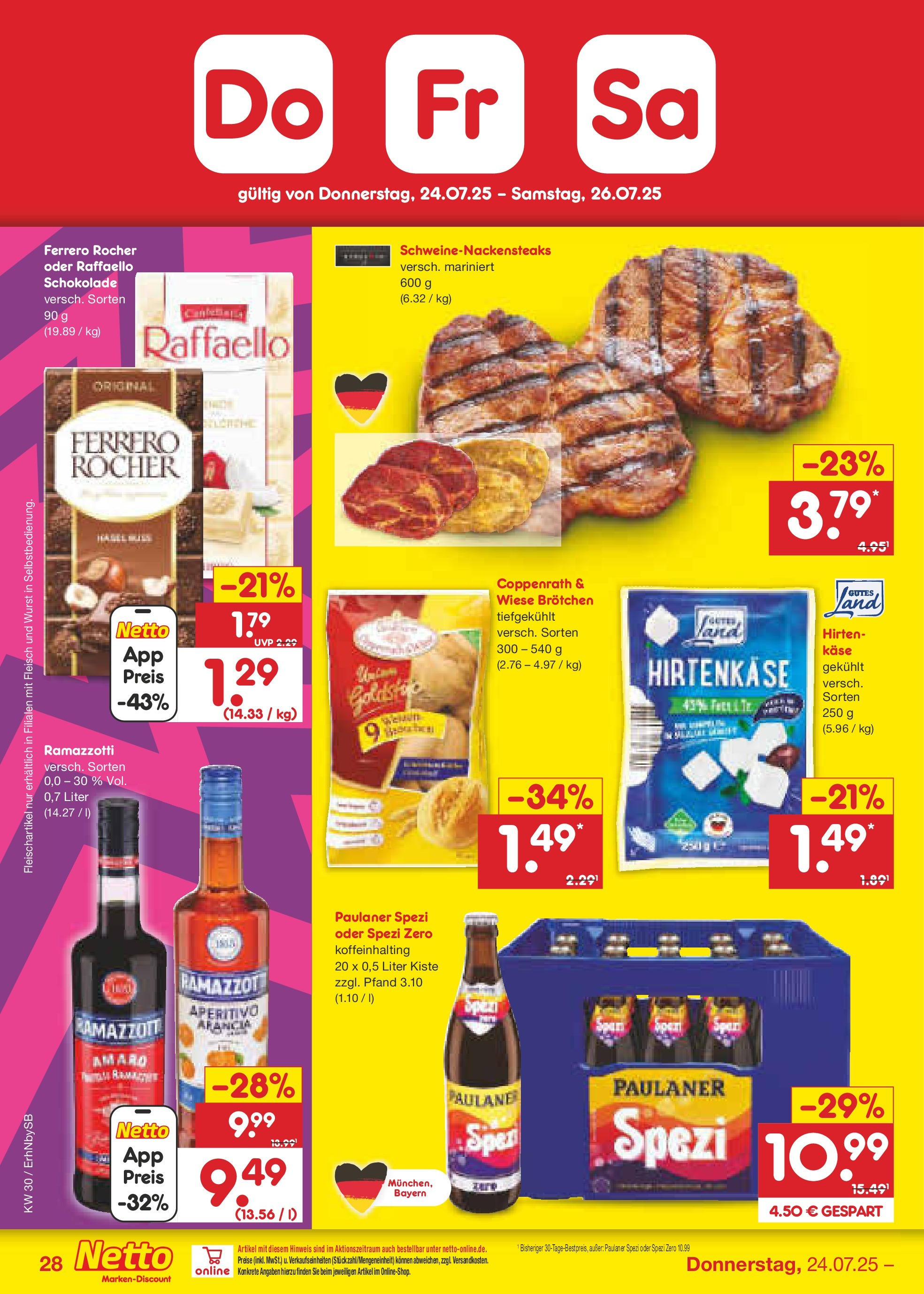 Netto Marken-Discount prospekt Metten (ab 21.07.2025) » Angebote | Seite: 46 | Produkte: Raffaello, Ferrero rocher, Wurst, Paulaner Netto Marken-Discount prospekt Metten (ab 21.07.2025) » Angebote | Seite: 46 | Produkte: Raffaello, Ferrero rocher, Wurst, Paulaner