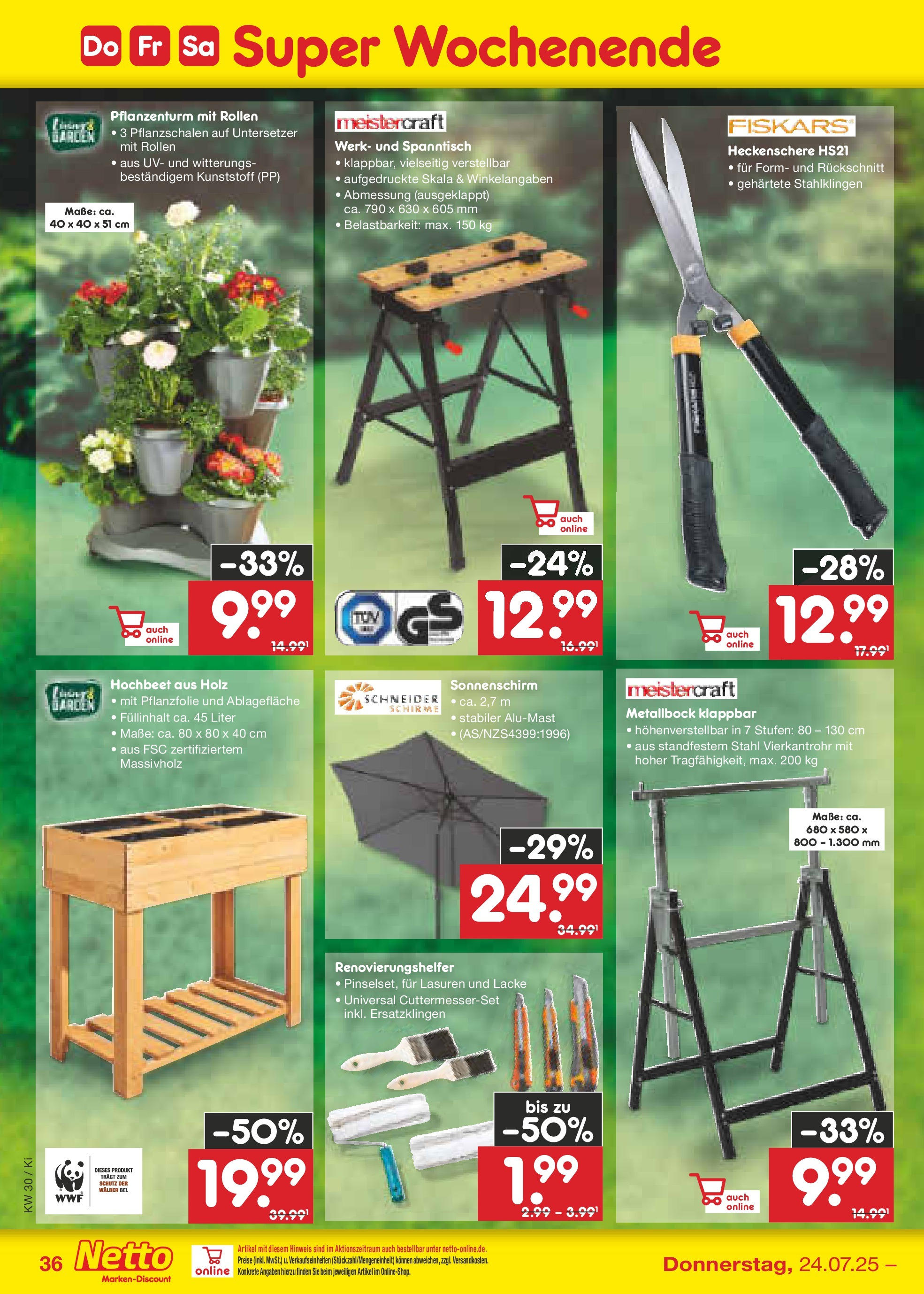 Netto Marken-Discount prospekt Bad Friedrichshall	 (ab 21.07.2025) » Angebote | Seite: 58 | Produkte: Hochbeet, Sonnenschirm