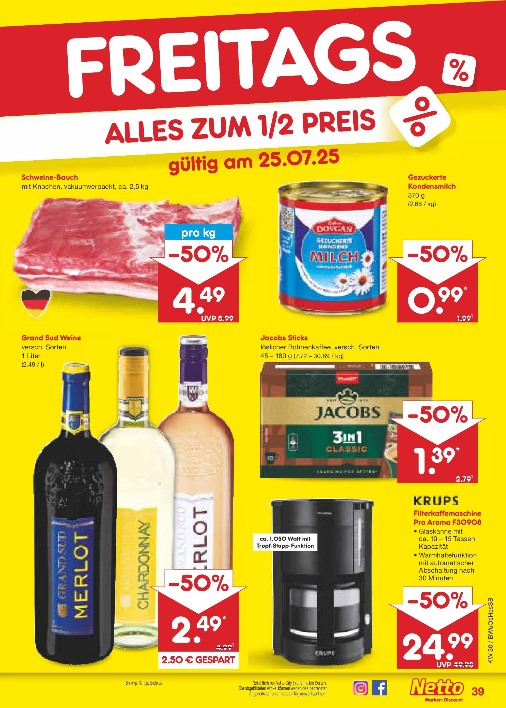 Netto Marken-Discount prospekt Osterode (ab 21.07.2025) » Angebote | Seite: 63 | Produkte: Krups, Milch, Merlot, Schweinebauch Netto Marken-Discount prospekt Osterode (ab 21.07.2025) » Angebote | Seite: 63 | Produkte: Krups, Milch, Merlot, Schweinebauch