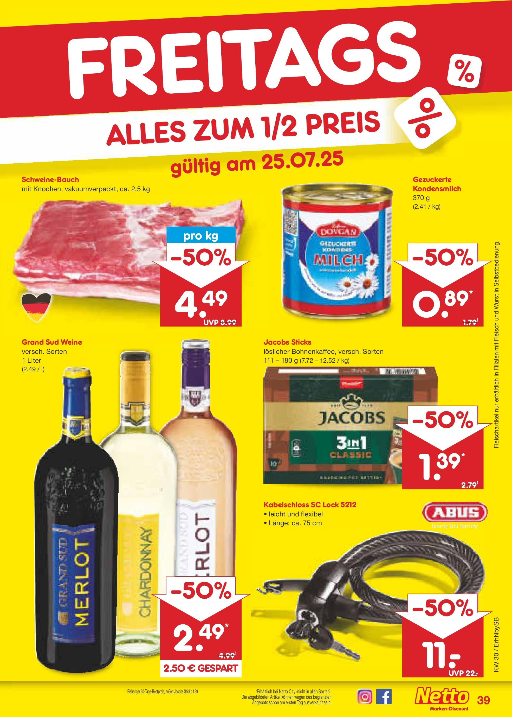 Netto Marken-Discount prospekt Metten (ab 21.07.2025) » Angebote | Seite: 63 | Produkte: Milch, Schweinebauch, Wurst, Grand sud Netto Marken-Discount prospekt Metten (ab 21.07.2025) » Angebote | Seite: 63 | Produkte: Milch, Schweinebauch, Wurst, Grand sud