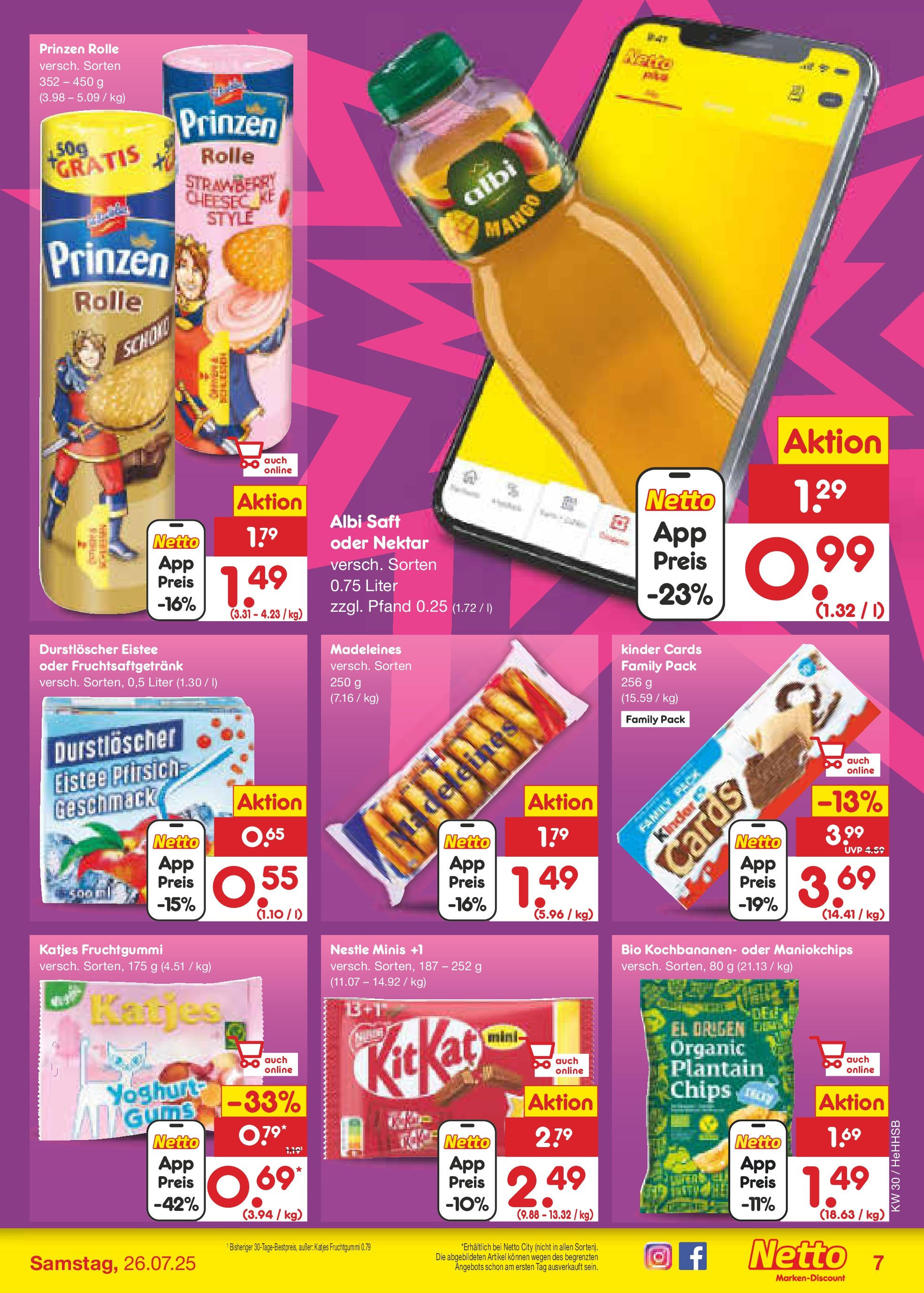 Netto Marken-Discount prospekt Hamburg (ab 21.07.2025) » Angebote | Seite: 7 | Produkte: Durstloscher, Pfirsich, Saft, Chips Netto Marken-Discount prospekt Hamburg (ab 21.07.2025) » Angebote | Seite: 7 | Produkte: Durstloscher, Pfirsich, Saft, Chips