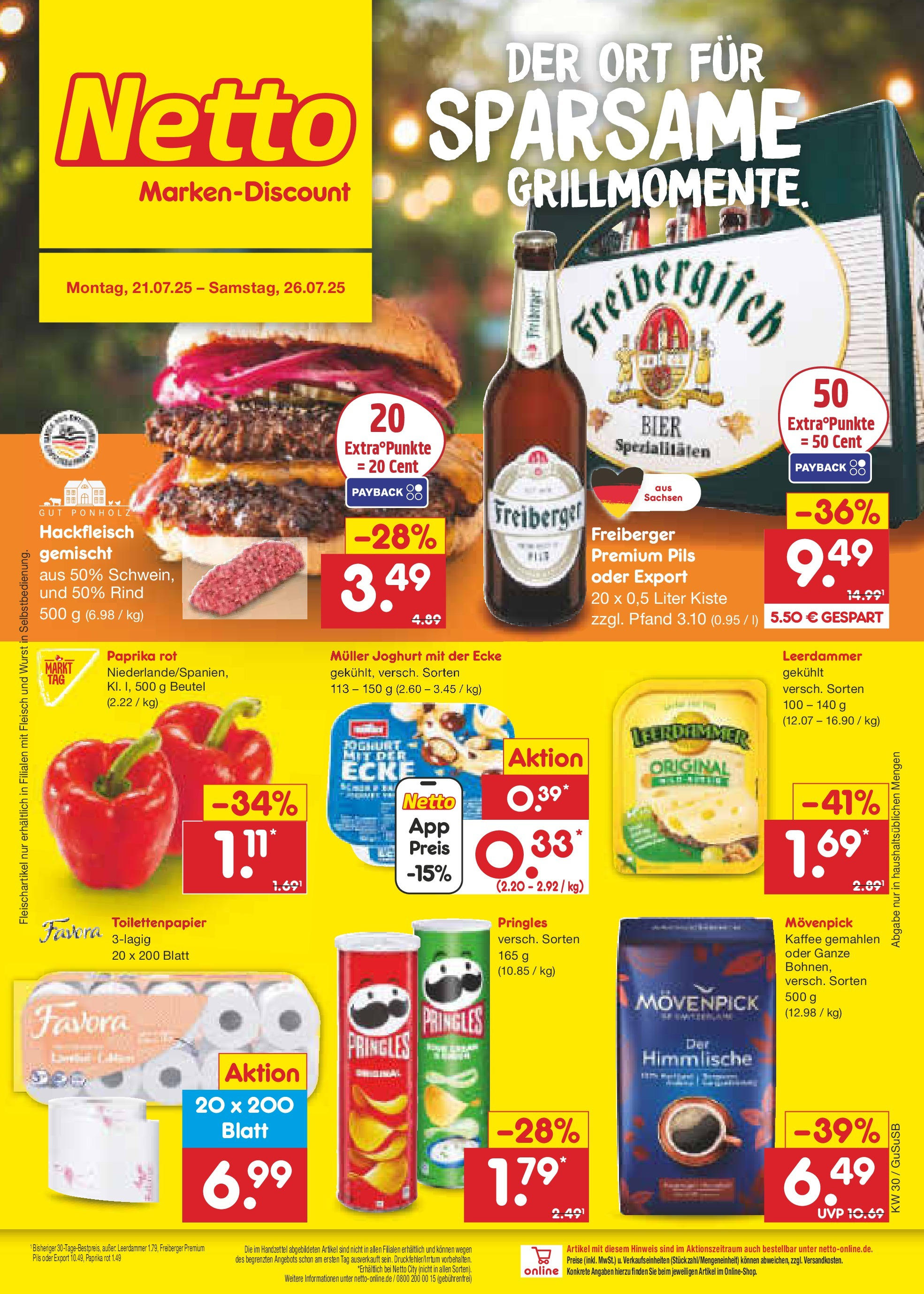 Netto Marken-Discount prospekt Rodewisch	 (ab 21.07.2025) » Angebote | Seite: 1 | Produkte: Joghurt, Kaffee, Paprika, Toilettenpapier