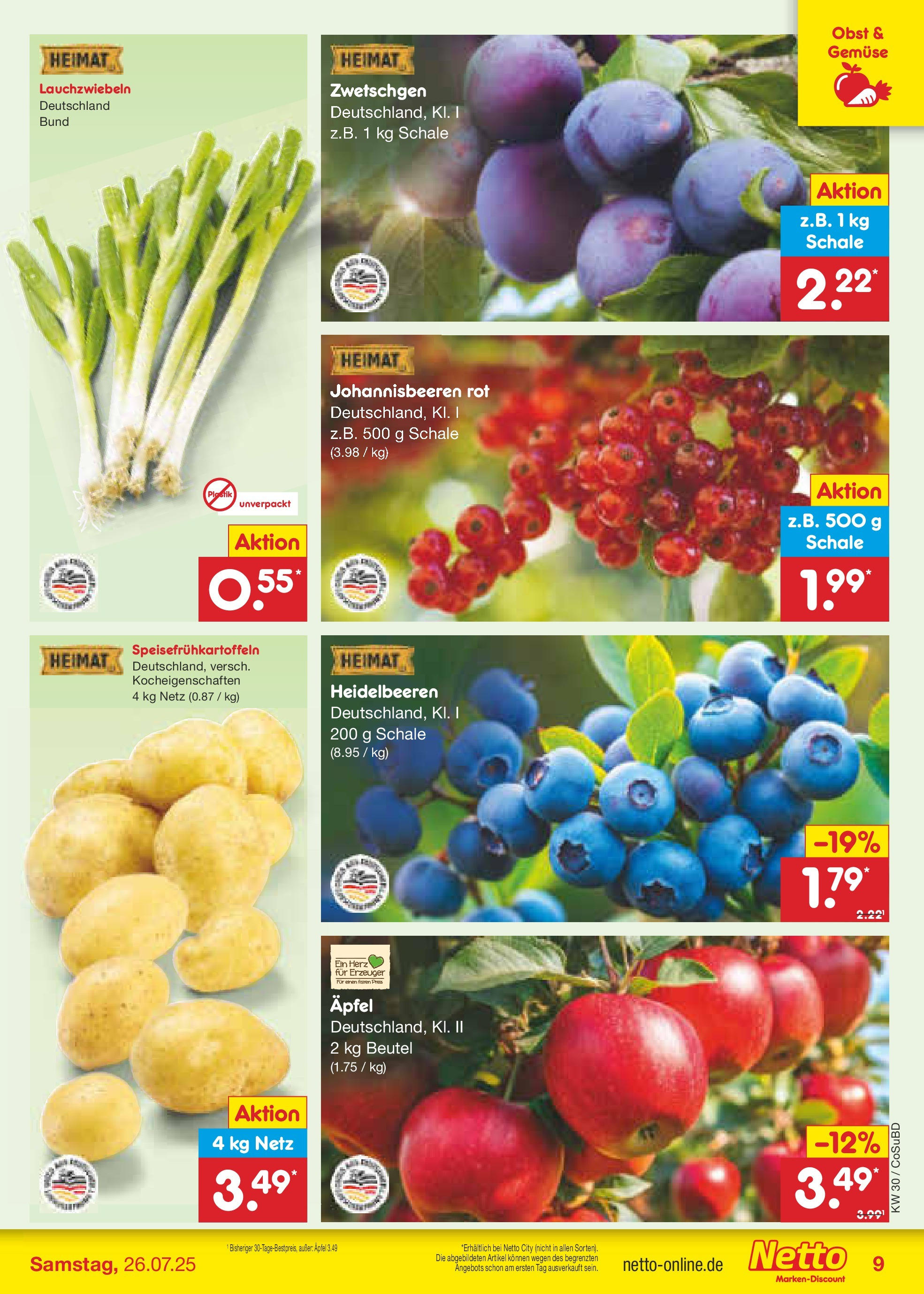 Netto Marken-Discount prospekt Delitzsch	 (ab 21.07.2025) » Angebote | Seite: 11 | Produkte: Zwetschgen, Heidelbeeren, Gemüse, Obst
