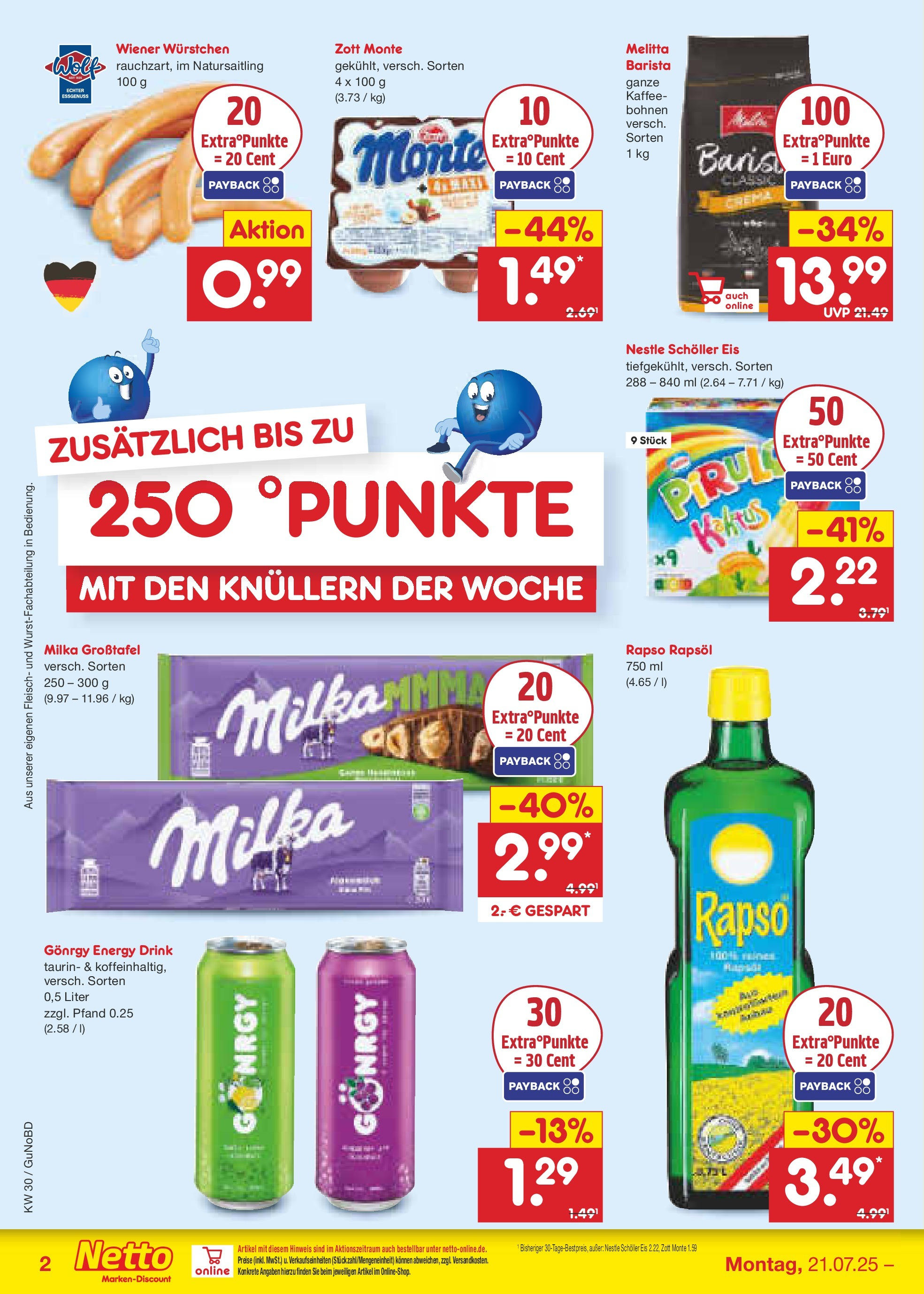 Netto Marken-Discount prospekt Augustusburg (ab 21.07.2025) » Angebote | Seite: 2 | Produkte: Wiener wurstchen, Energy, Fleisch, Eis Netto Marken-Discount prospekt Augustusburg (ab 21.07.2025) » Angebote | Seite: 2 | Produkte: Wiener wurstchen, Energy, Fleisch, Eis