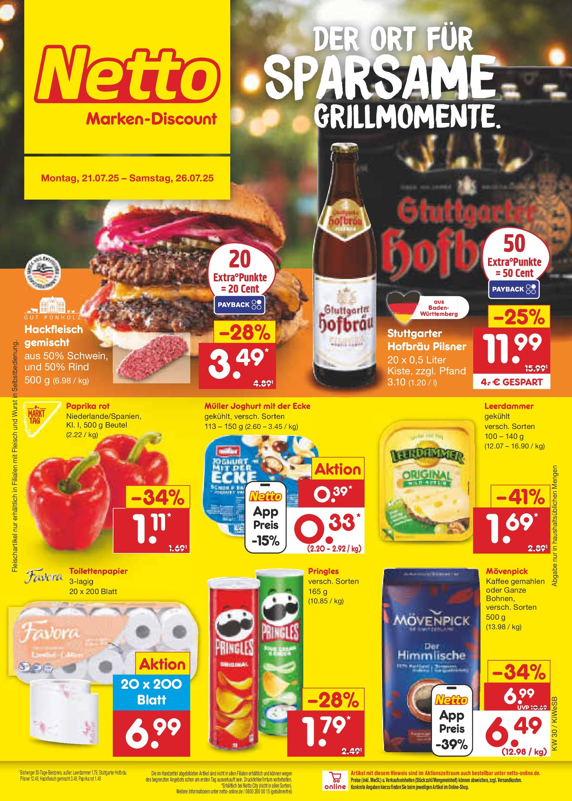 Netto Marken-Discount prospekt Bad Friedrichshall	 (ab 21.07.2025) » Angebote | Seite: 1 | Produkte: Kaffee, Paprika, Pringles, Toilettenpapier