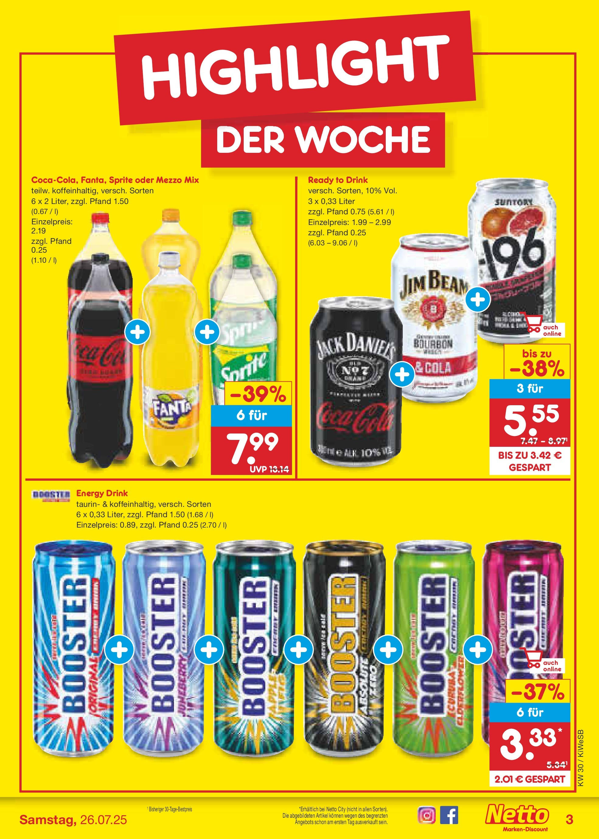 Netto Marken-Discount prospekt Bad Friedrichshall	 (ab 21.07.2025) » Angebote | Seite: 3 | Produkte: Sprite, Cola, Oder mezzo mix, Bourbon