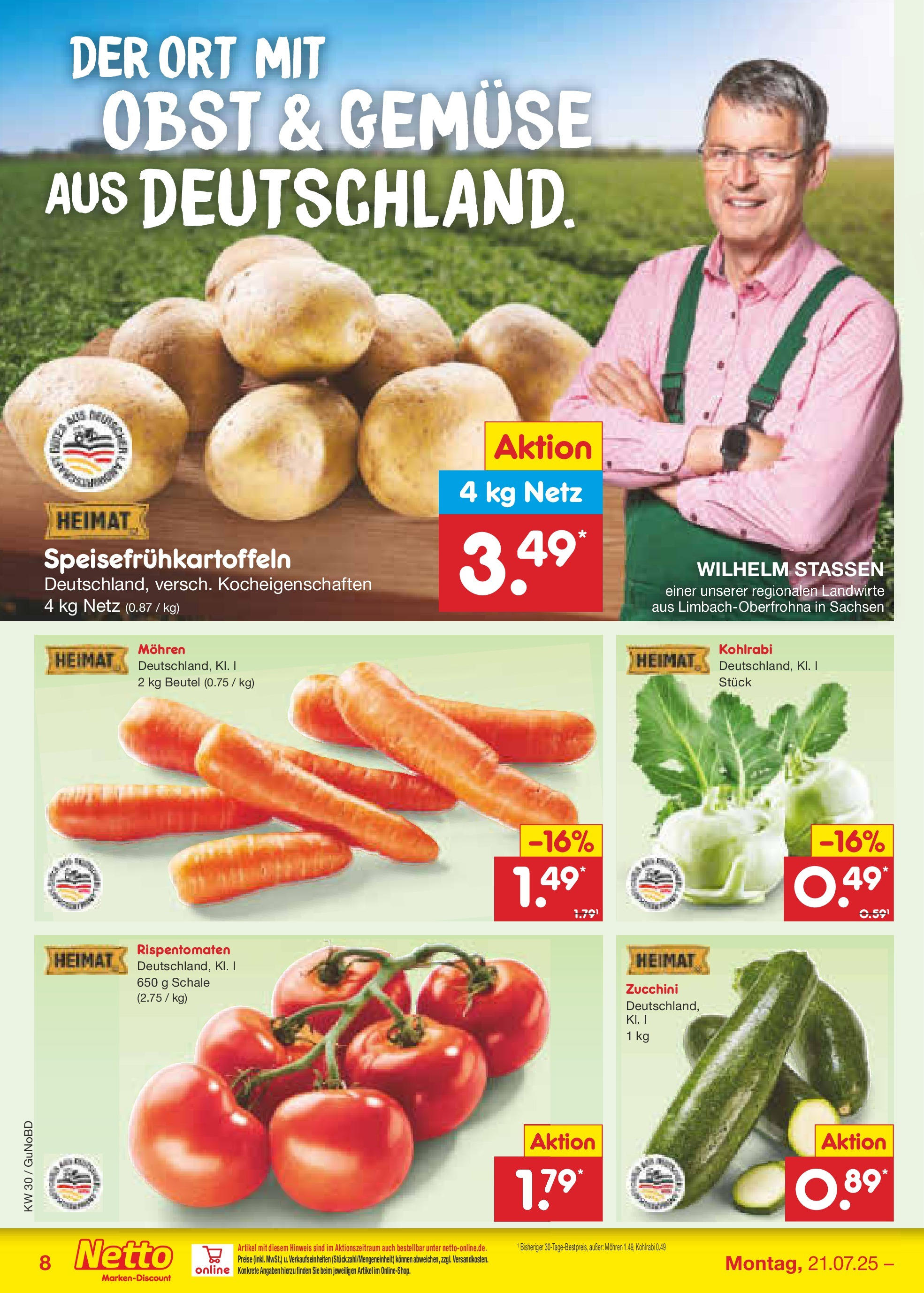 Netto Marken-Discount prospekt Augustusburg (ab 21.07.2025) » Angebote | Seite: 10 | Produkte: Kohlrabi, Gemüse, Obst, Zucchini Netto Marken-Discount prospekt Augustusburg (ab 21.07.2025) » Angebote | Seite: 10 | Produkte: Kohlrabi, Gemüse, Obst, Zucchini