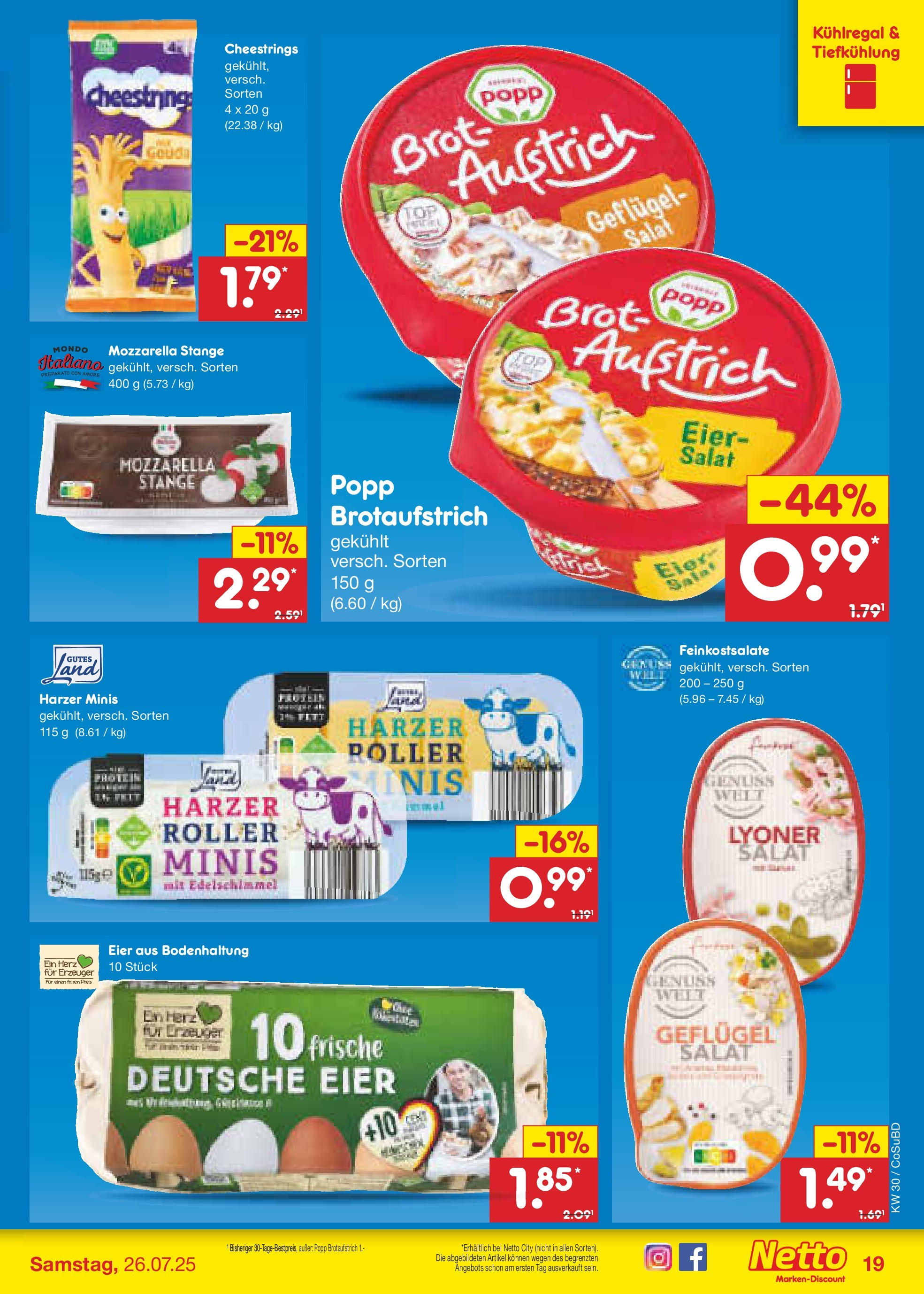 Netto Marken-Discount prospekt Delitzsch	 (ab 21.07.2025) » Angebote | Seite: 27 | Produkte: Eier, Mozzarella, Gouda, Brot