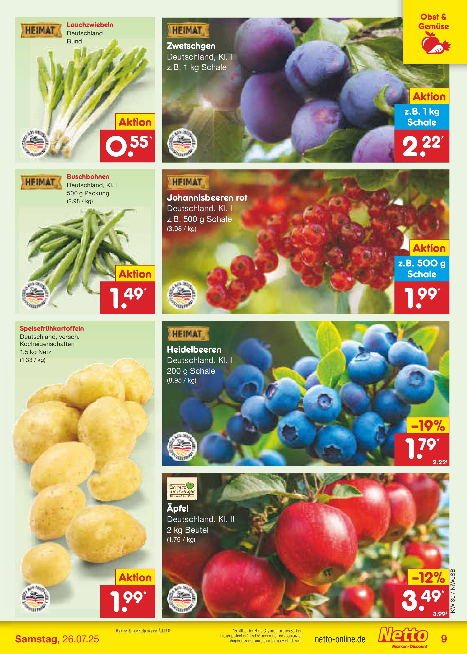 Netto Marken-Discount prospekt Bad Friedrichshall	 (ab 21.07.2025) » Angebote | Seite: 11 | Produkte: Äpfel, Zwetschgen, Heidelbeeren, Obst