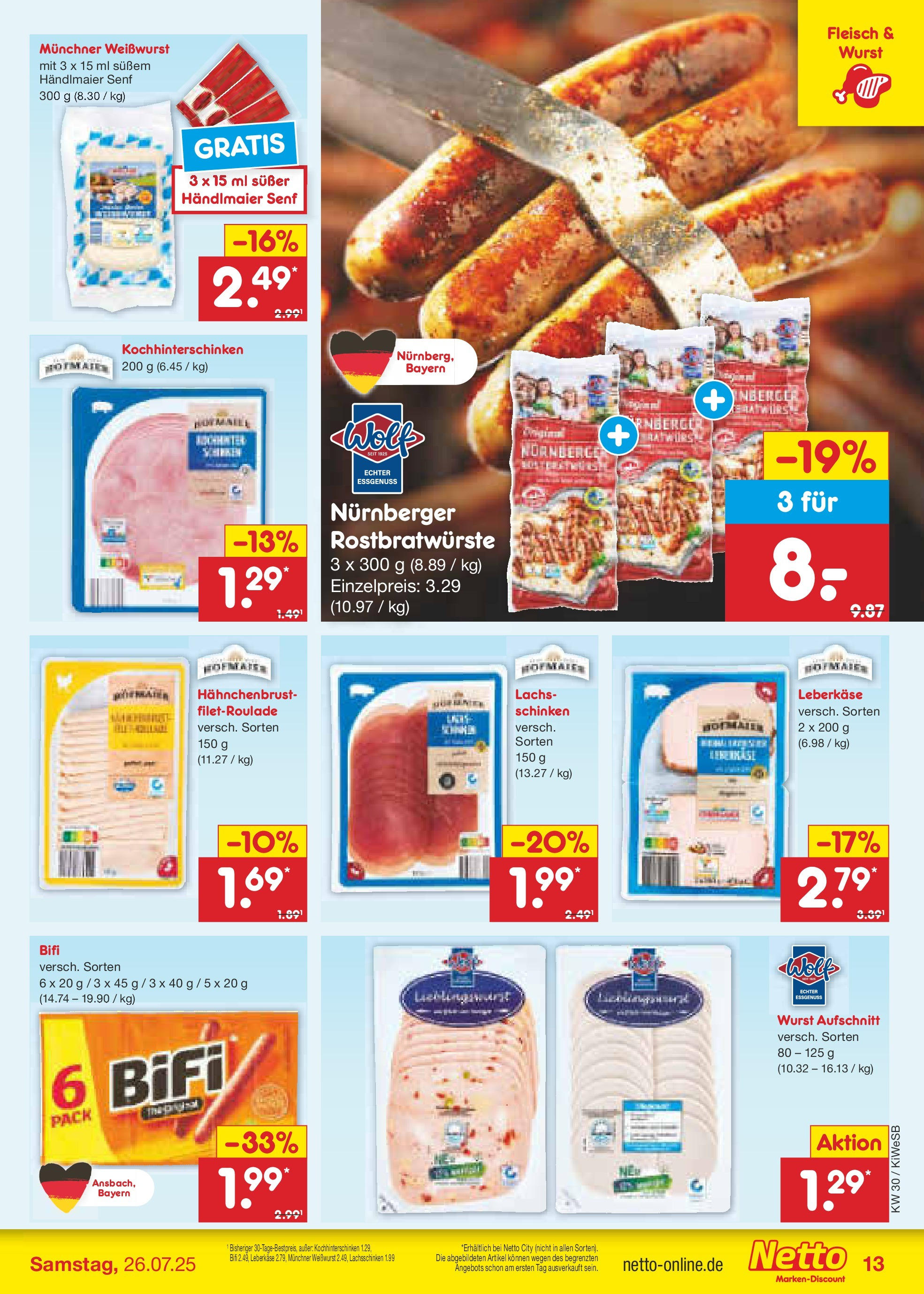 Netto Marken-Discount prospekt Bad Friedrichshall	 (ab 21.07.2025) » Angebote | Seite: 17 | Produkte: Lachs, Wurst, Schinken, Hahnchenbrust