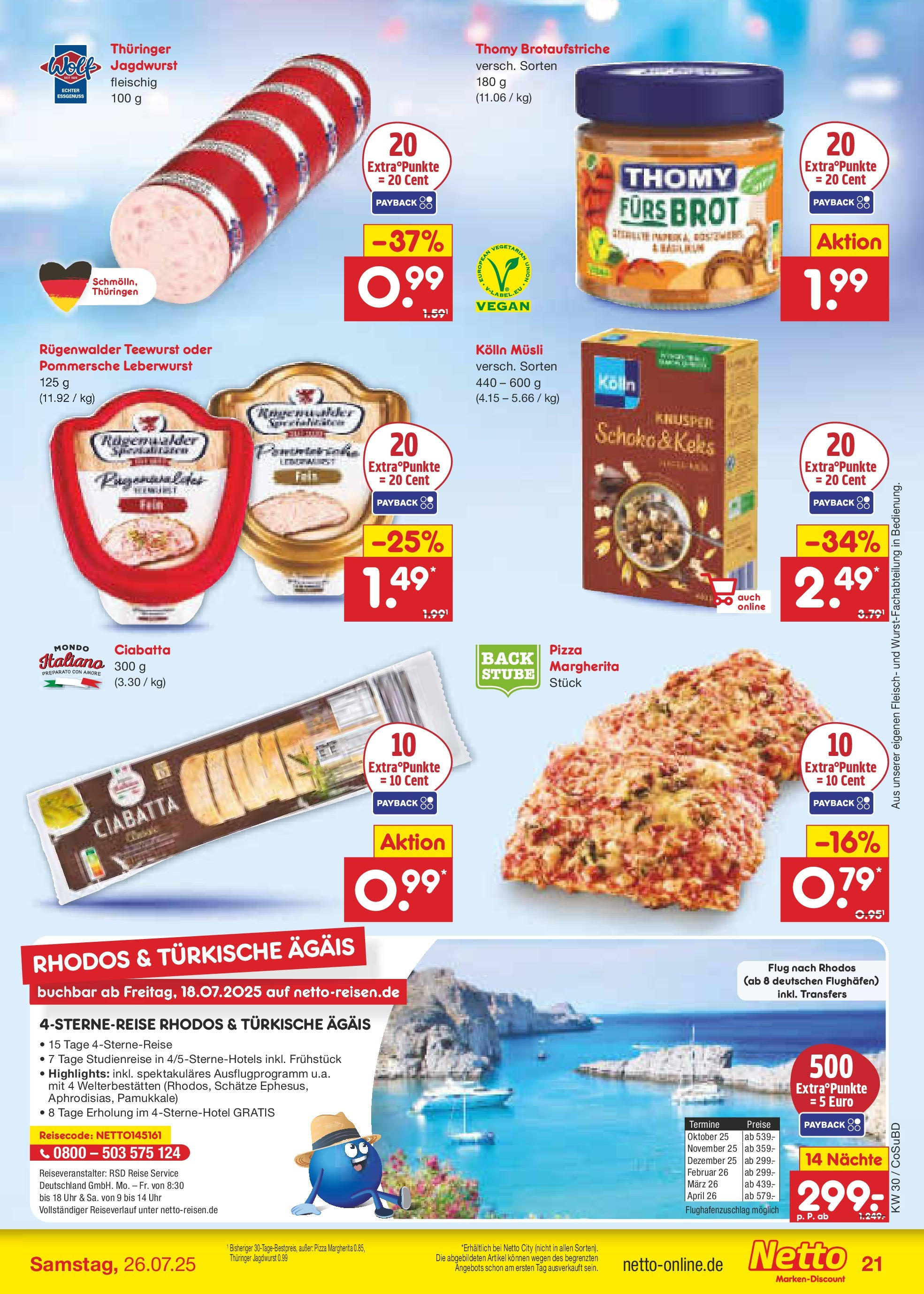 Netto Marken-Discount prospekt Delitzsch	 (ab 21.07.2025) » Angebote | Seite: 35 | Produkte: Brot, Pizza, Fleisch, Uhr