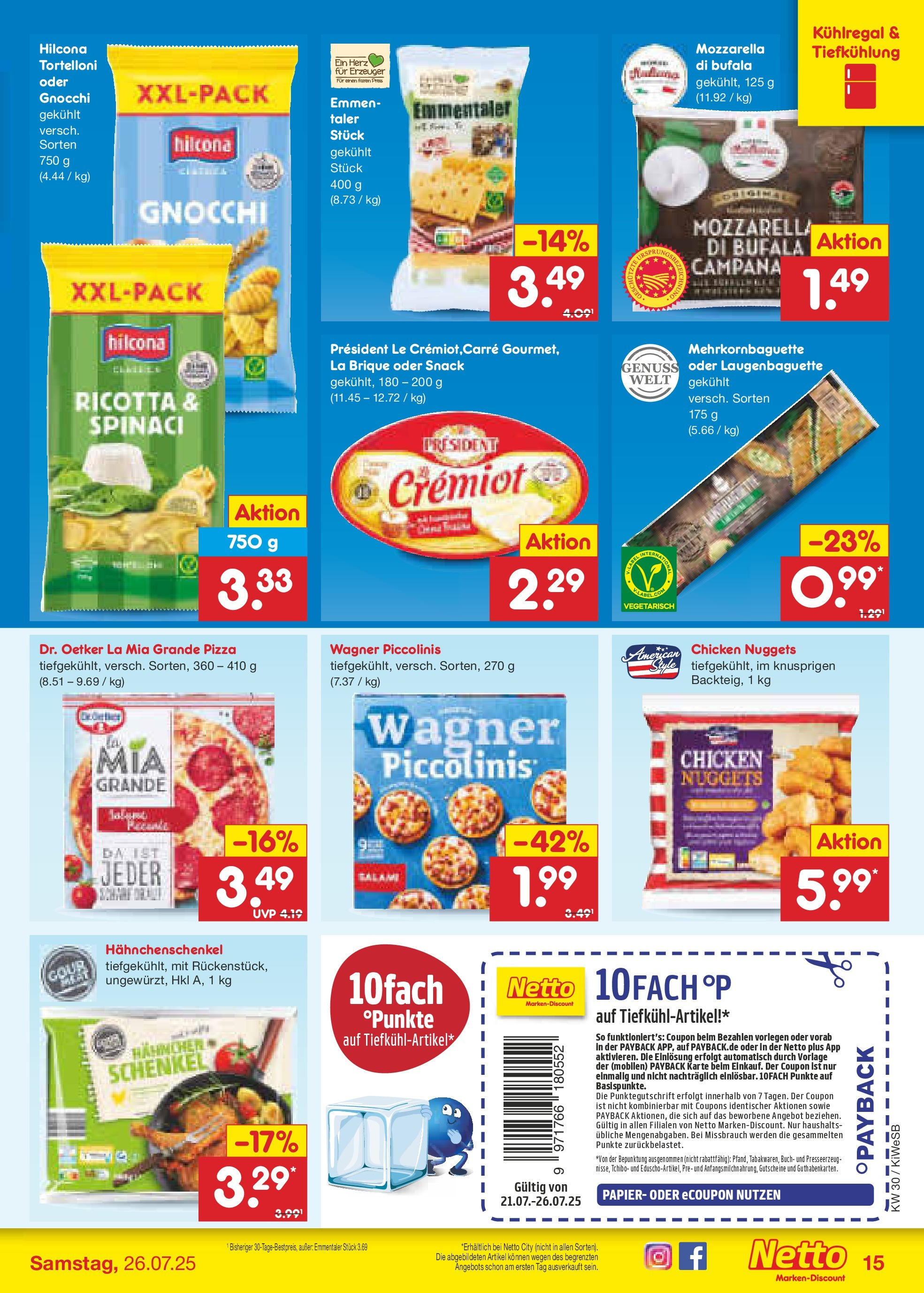 Netto Marken-Discount prospekt Bad Friedrichshall	 (ab 21.07.2025) » Angebote | Seite: 19 | Produkte: Hahnchenschenkel, Piccolinis, Salami, Pizza