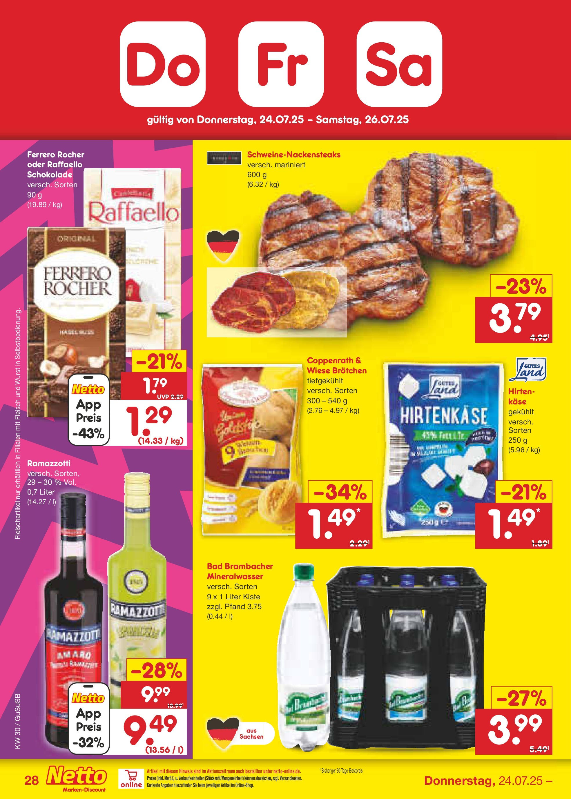Netto Marken-Discount prospekt Rodewisch	 (ab 21.07.2025) » Angebote | Seite: 46 | Produkte: Raffaello, Ferrero rocher, Bad, Fleisch