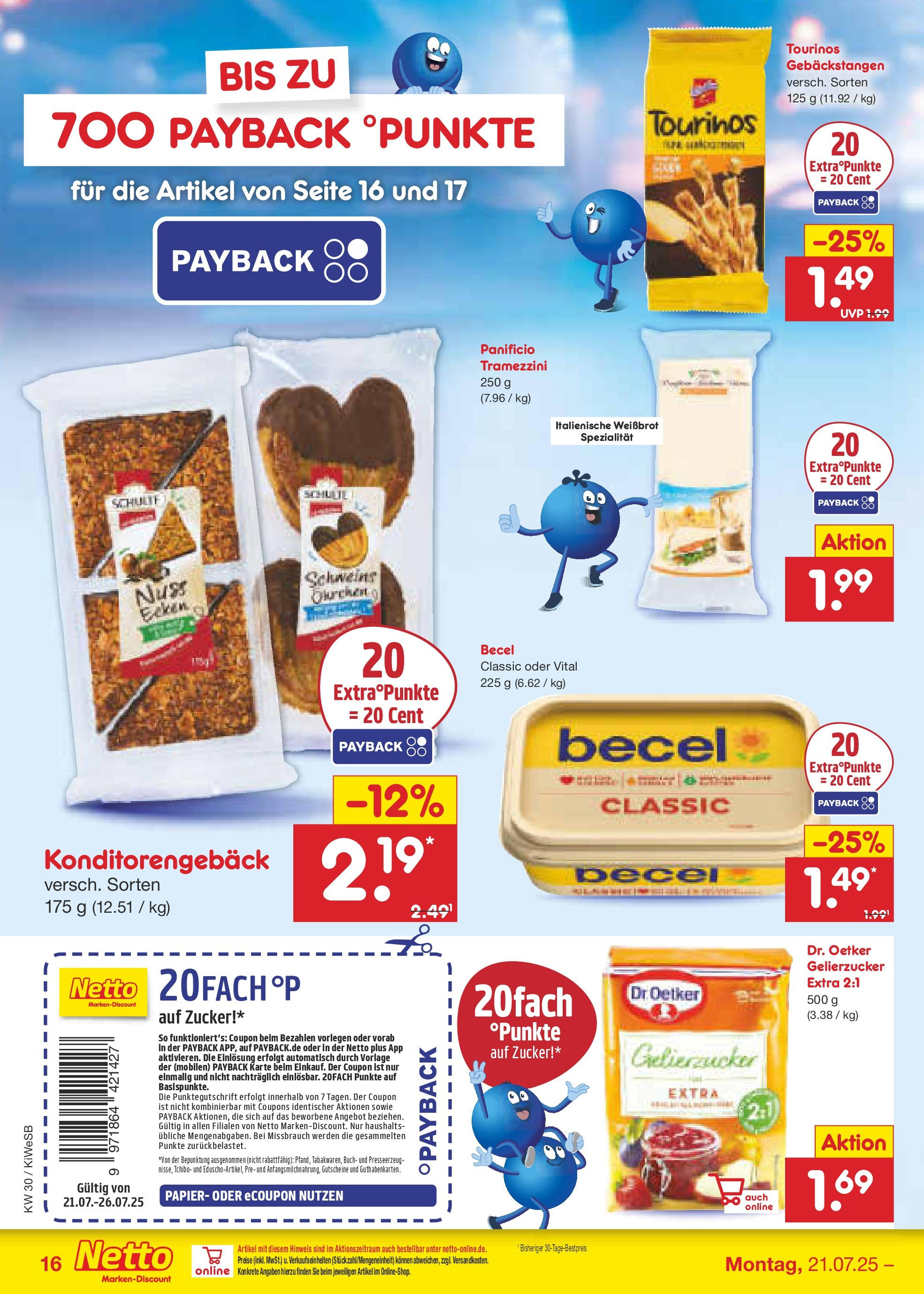 Netto Marken-Discount prospekt Bad Friedrichshall	 (ab 21.07.2025) » Angebote | Seite: 22 | Produkte: Gelierzucker, Becel, Zucker