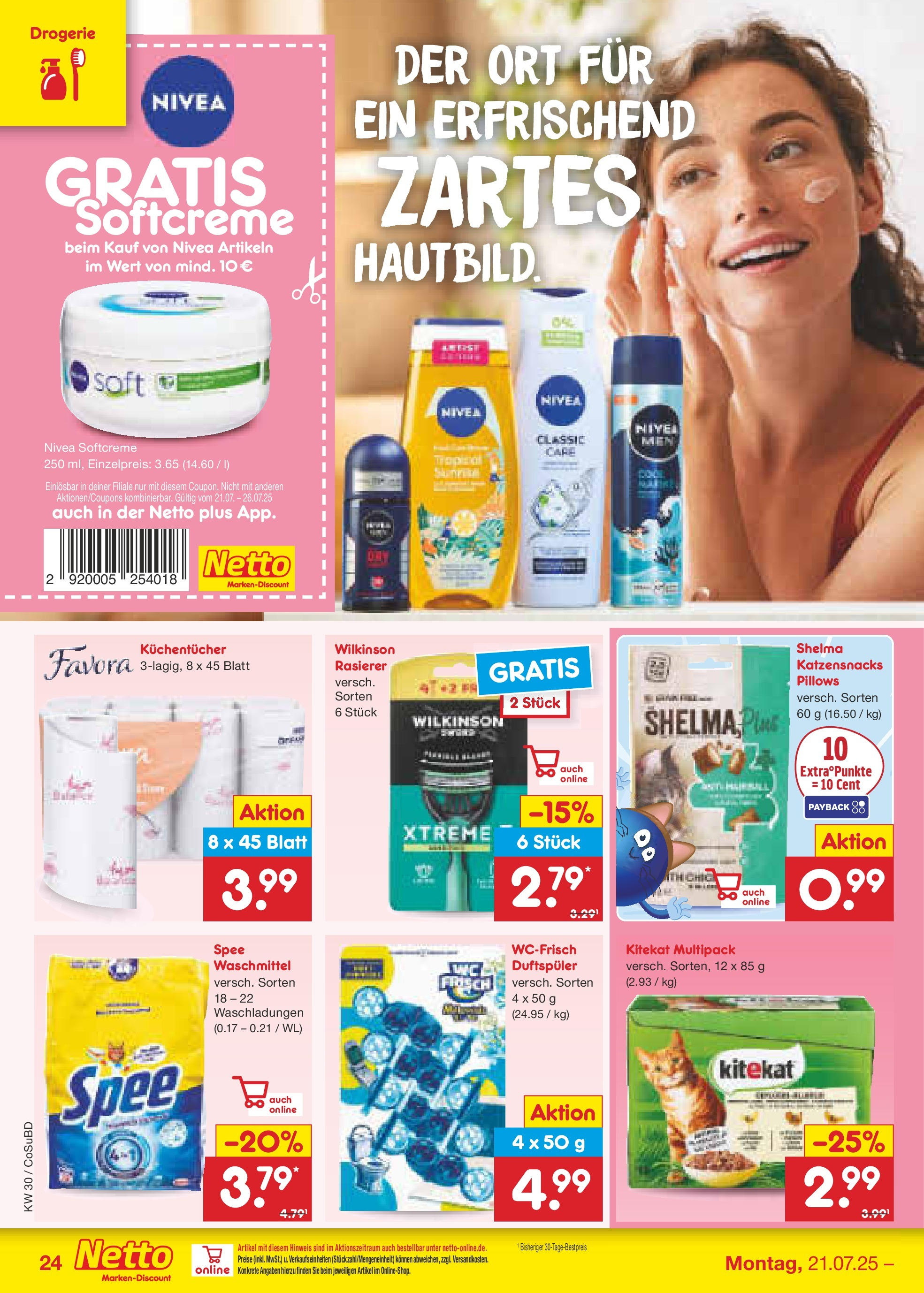 Netto Marken-Discount prospekt Delitzsch	 (ab 21.07.2025) » Angebote | Seite: 40 | Produkte: Rasierer, Spee, Waschmittel