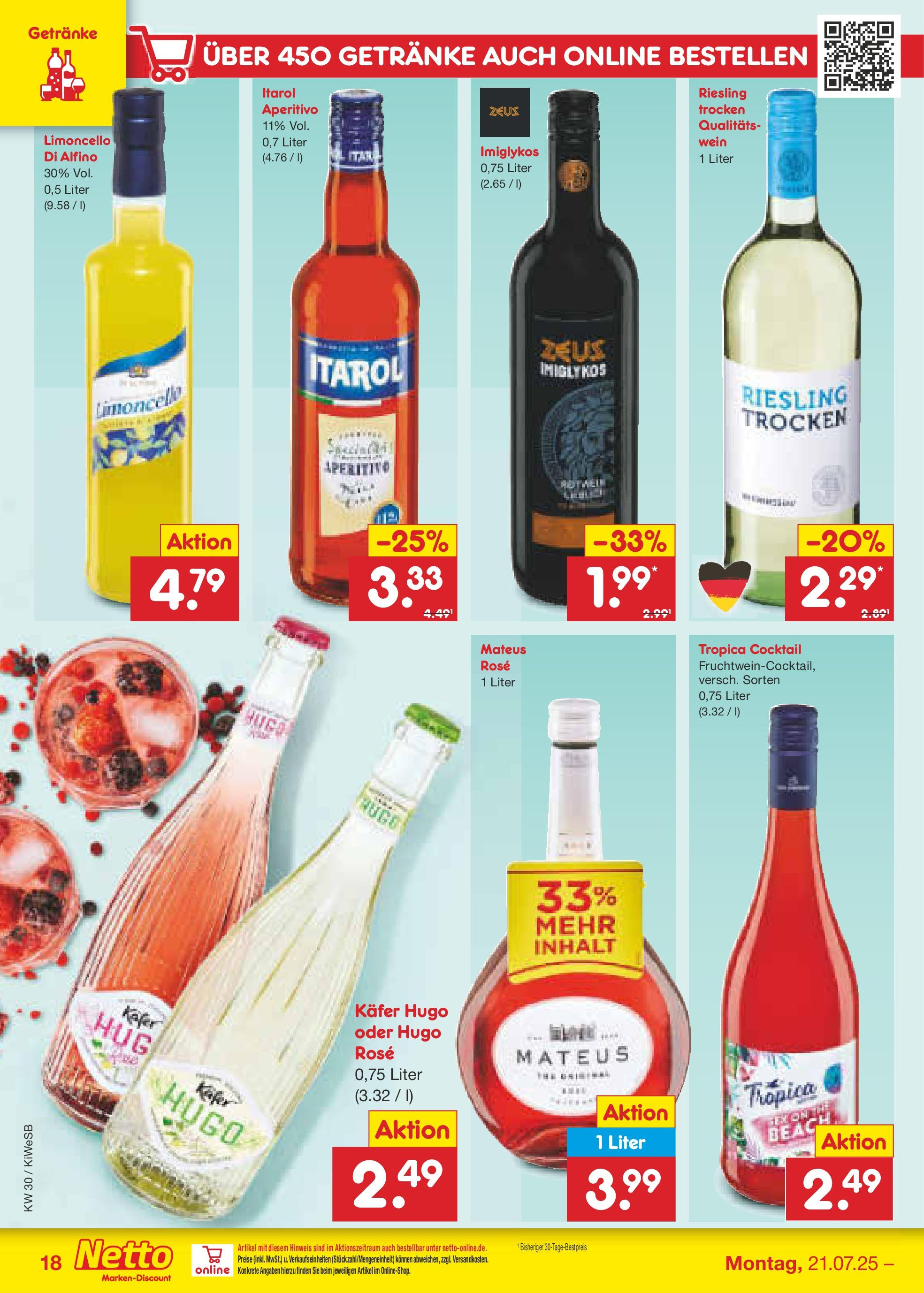 Netto Marken-Discount prospekt Bad Friedrichshall	 (ab 21.07.2025) » Angebote | Seite: 26 | Produkte: Limoncello, Wein, Hugo