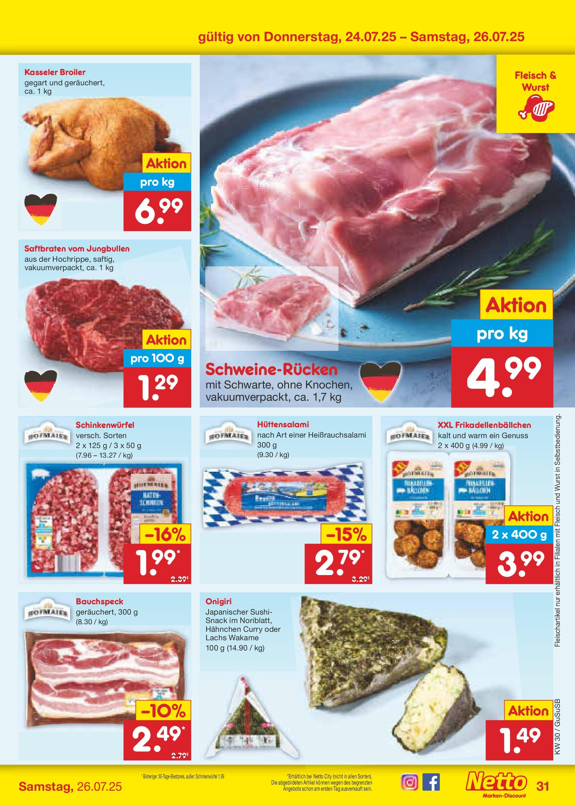 Netto Marken-Discount prospekt Rodewisch	 (ab 21.07.2025) » Angebote | Seite: 49 | Produkte: Hahnchen, Lachs, Wurst, Fleisch