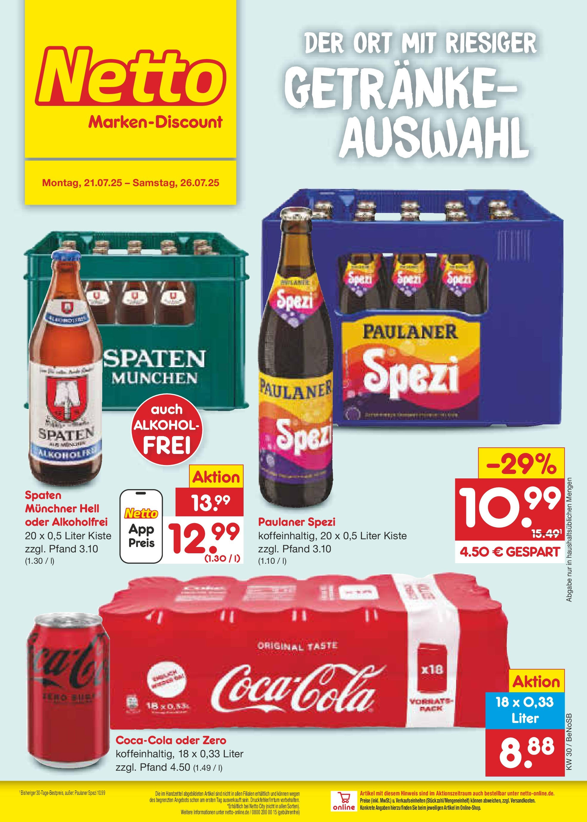 Netto Marken-Discount prospekt Bergen Auf Rügen (ab 21.07.2025) » Angebote | Seite: 30 | Produkte: Paulaner spezi, Paulaner Netto Marken-Discount prospekt Bergen Auf Rügen (ab 21.07.2025) » Angebote | Seite: 30 | Produkte: Paulaner spezi, Paulaner