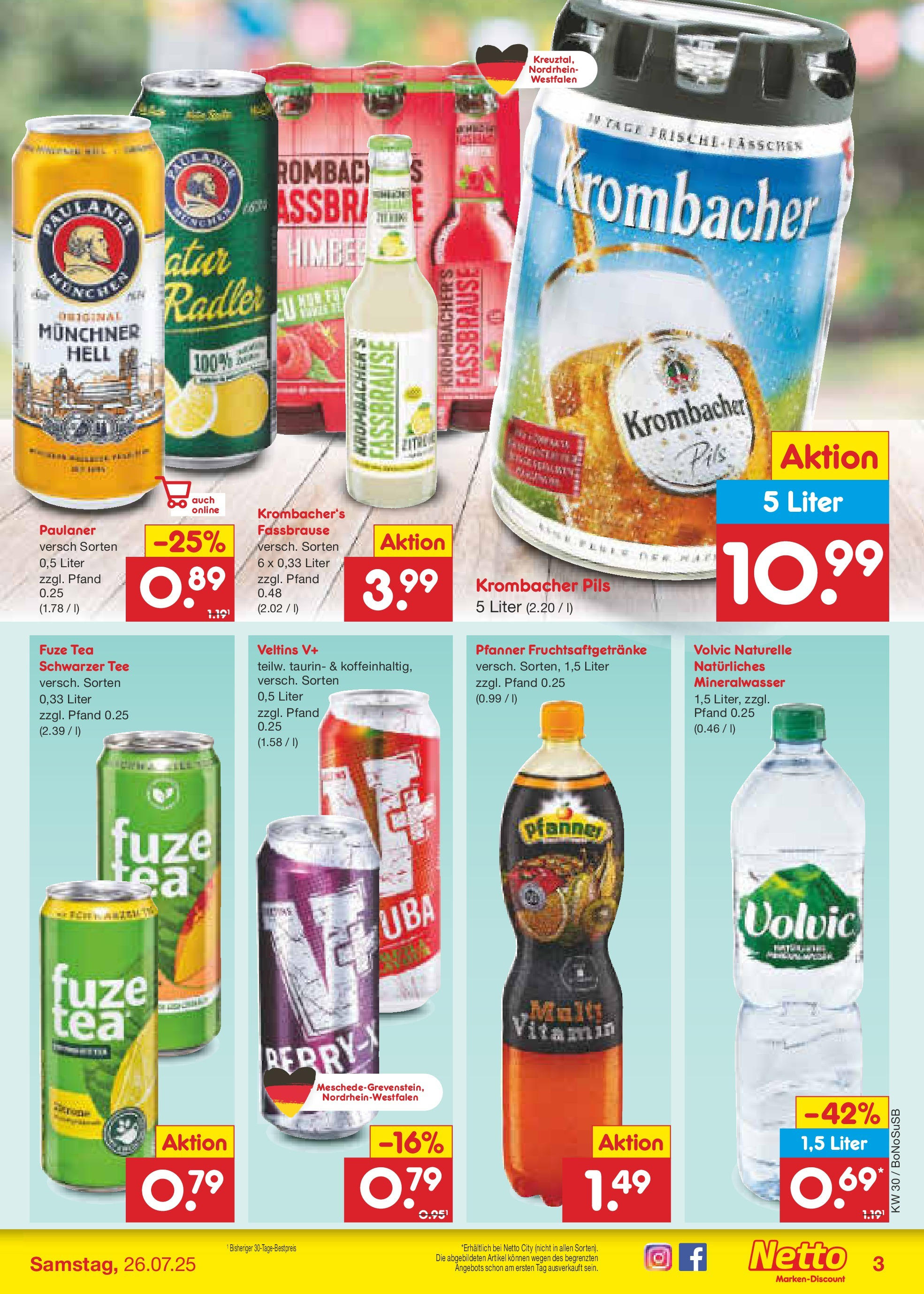 Netto Marken-Discount prospekt Stadtlohn (ab 21.07.2025) » Angebote | Seite: 33 | Produkte: Fuze tea, Tee, Volvic, Paulaner Netto Marken-Discount prospekt Stadtlohn (ab 21.07.2025) » Angebote | Seite: 33 | Produkte: Fuze tea, Tee, Volvic, Paulaner