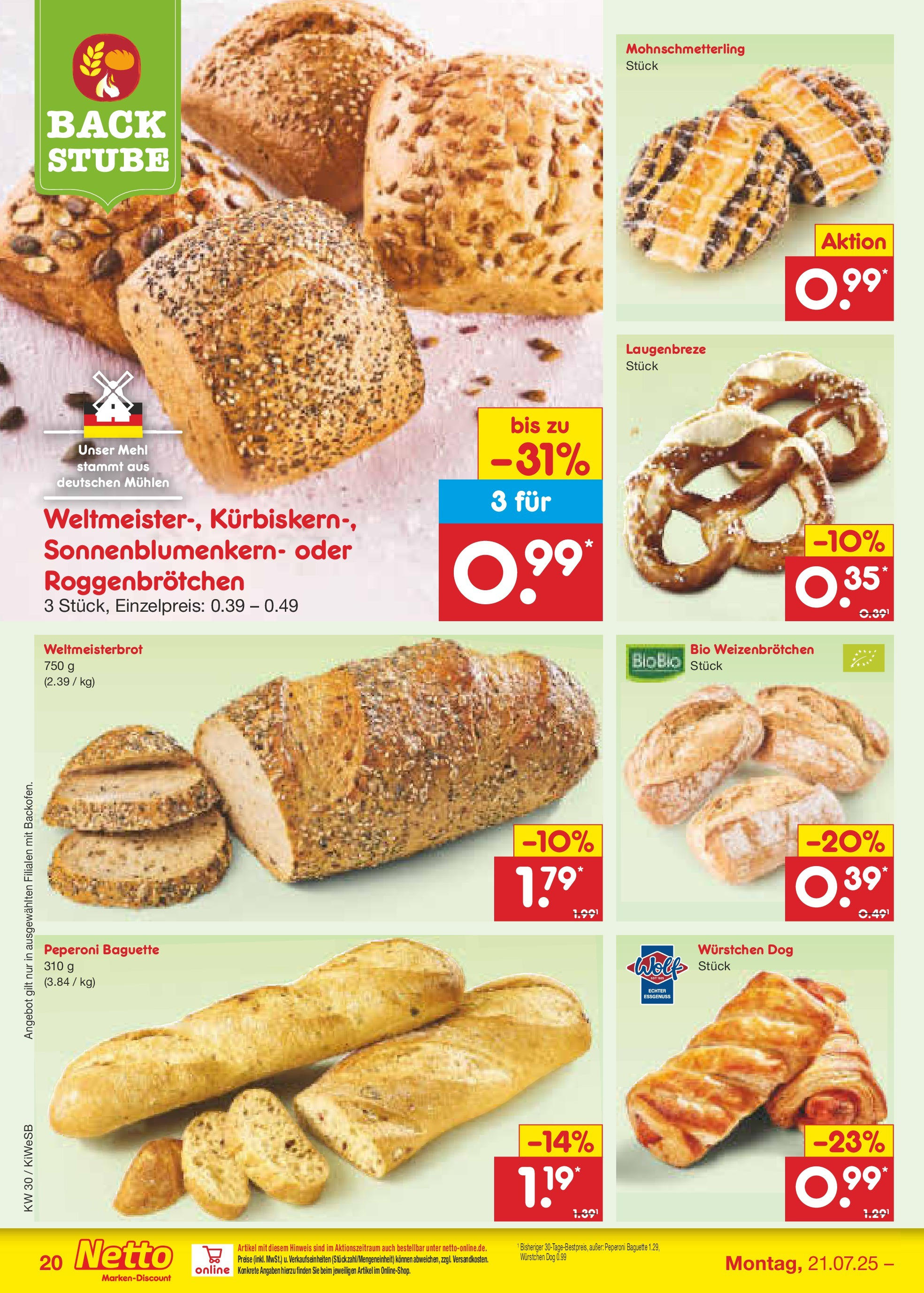 Netto Marken-Discount prospekt Bad Friedrichshall	 (ab 21.07.2025) » Angebote | Seite: 34 | Produkte: Mehl, Baguette