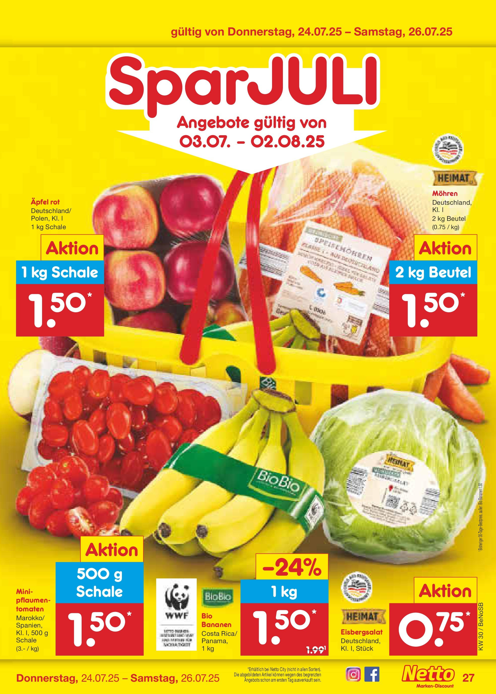 Netto Marken-Discount prospekt Bergen Auf Rügen (ab 21.07.2025) » Angebote | Seite: 43 | Produkte: Pflaumen, Äpfel, Eisbergsalat, Mohren Netto Marken-Discount prospekt Bergen Auf Rügen (ab 21.07.2025) » Angebote | Seite: 43 | Produkte: Pflaumen, Äpfel, Eisbergsalat, Mohren