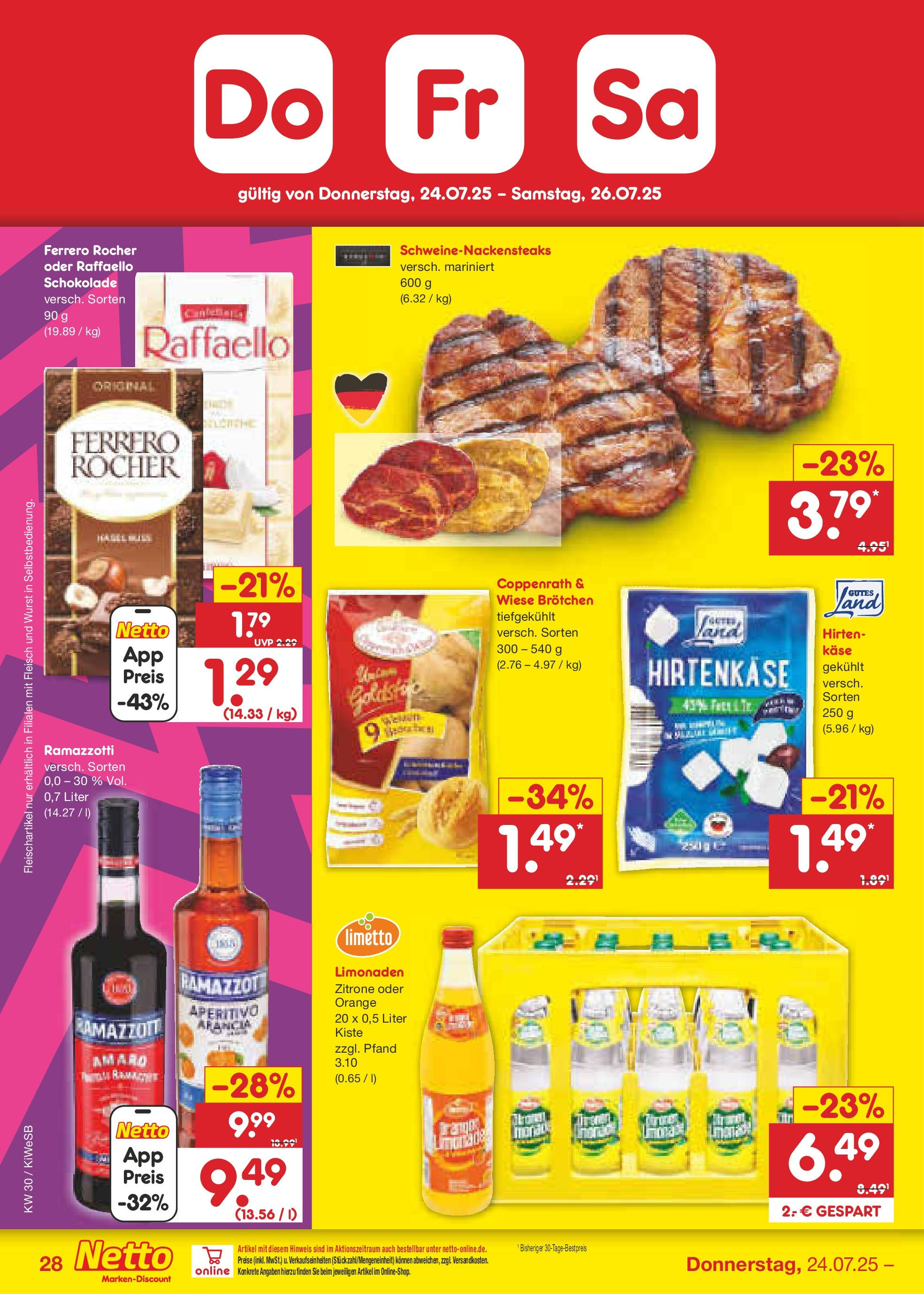 Netto Marken-Discount prospekt Bad Friedrichshall	 (ab 21.07.2025) » Angebote | Seite: 46 | Produkte: Ferrero rocher, Käse, Zitrone, Wurst