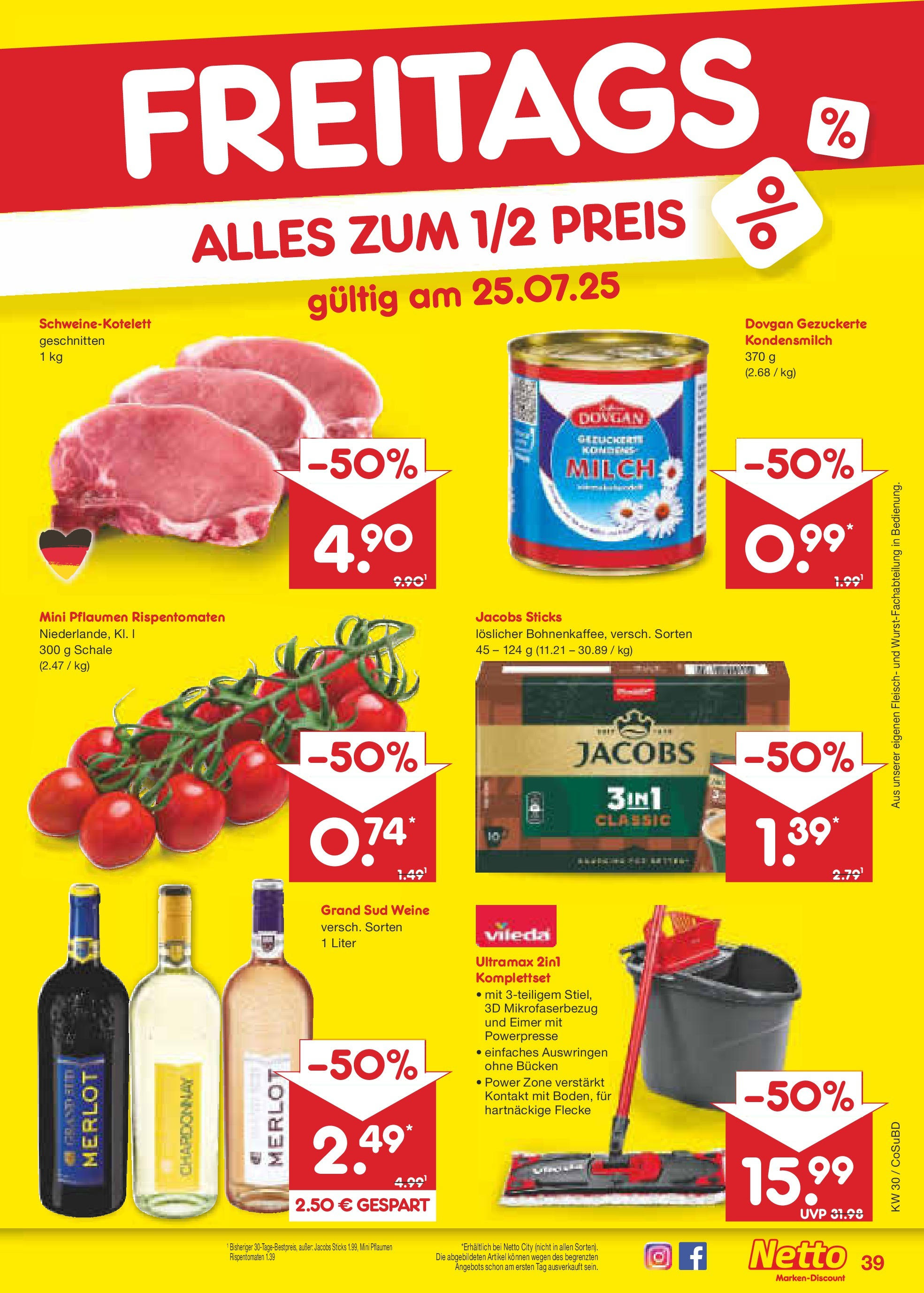 Netto Marken-Discount prospekt Delitzsch	 (ab 21.07.2025) » Angebote | Seite: 63 | Produkte: Pflaumen, Milch, Merlot, Grand sud