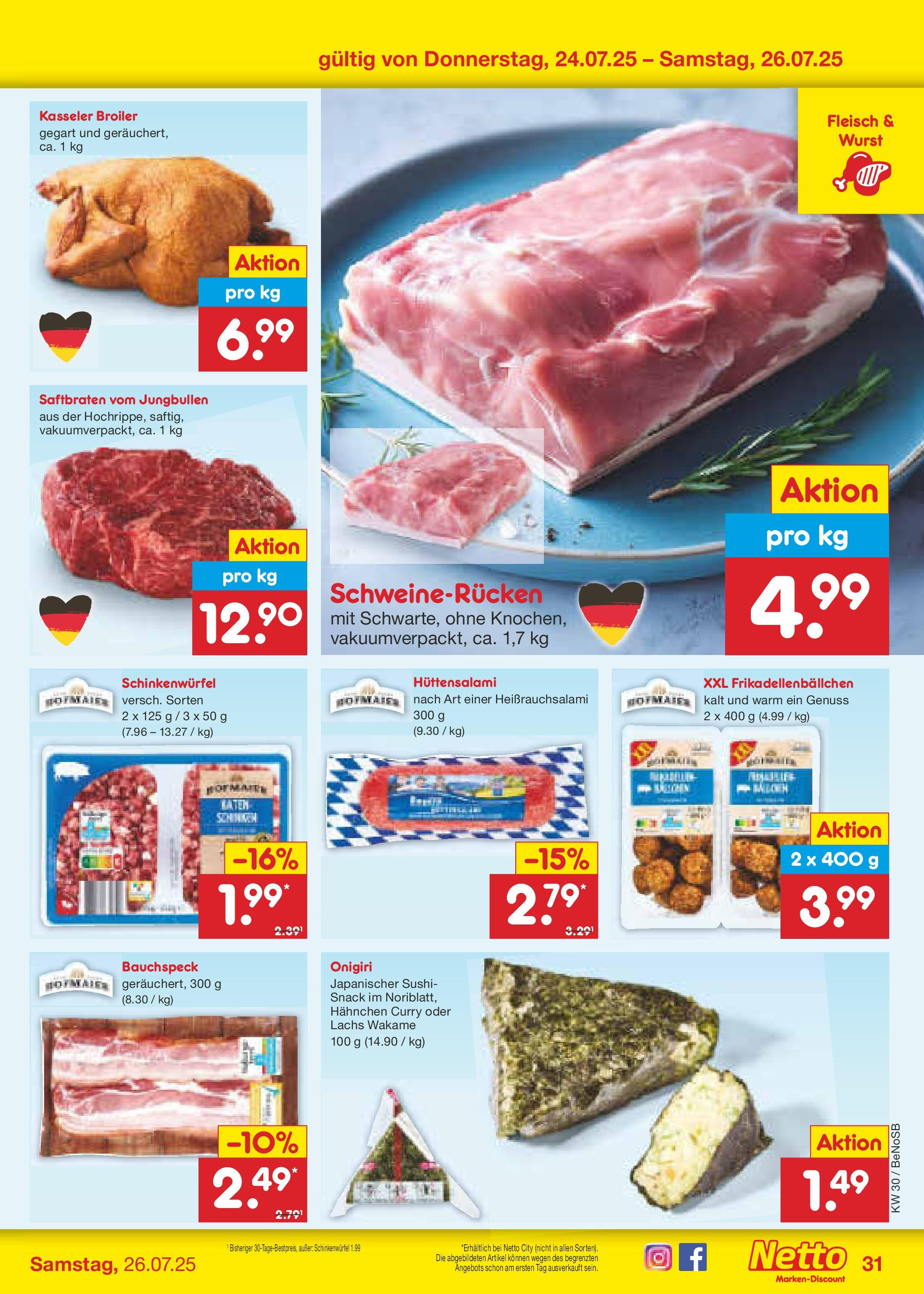 Netto Marken-Discount prospekt Bergen Auf Rügen (ab 21.07.2025) » Angebote | Seite: 49 | Produkte: Lachs, Wurst, Schweinerucken, Fleisch Netto Marken-Discount prospekt Bergen Auf Rügen (ab 21.07.2025) » Angebote | Seite: 49 | Produkte: Lachs, Wurst, Schweinerucken, Fleisch