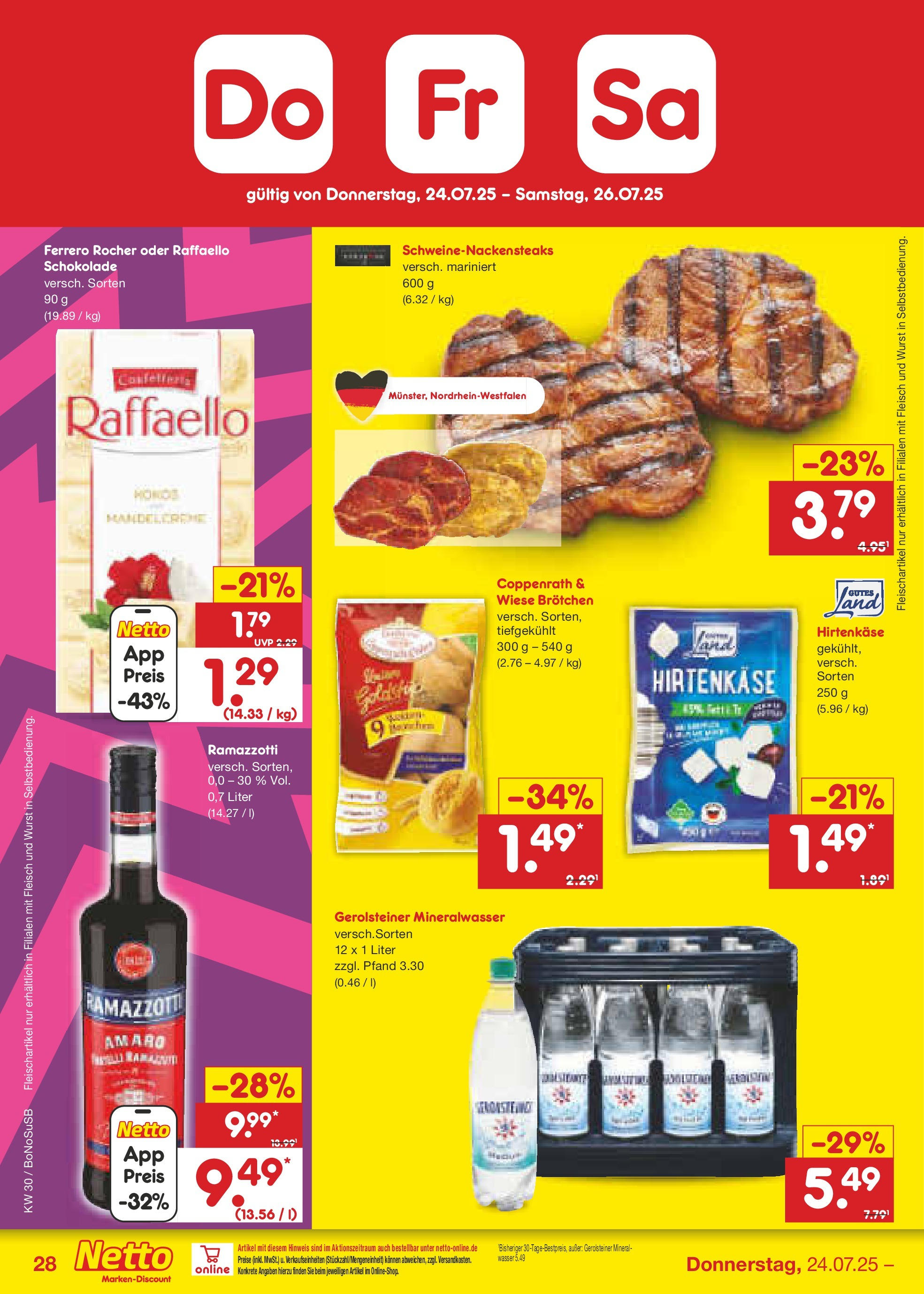 Netto Marken-Discount prospekt Stadtlohn (ab 21.07.2025) » Angebote | Seite: 46 | Produkte: Ferrero rocher, Schokolade, Wasser, Ramazzotti Netto Marken-Discount prospekt Stadtlohn (ab 21.07.2025) » Angebote | Seite: 46 | Produkte: Ferrero rocher, Schokolade, Wasser, Ramazzotti