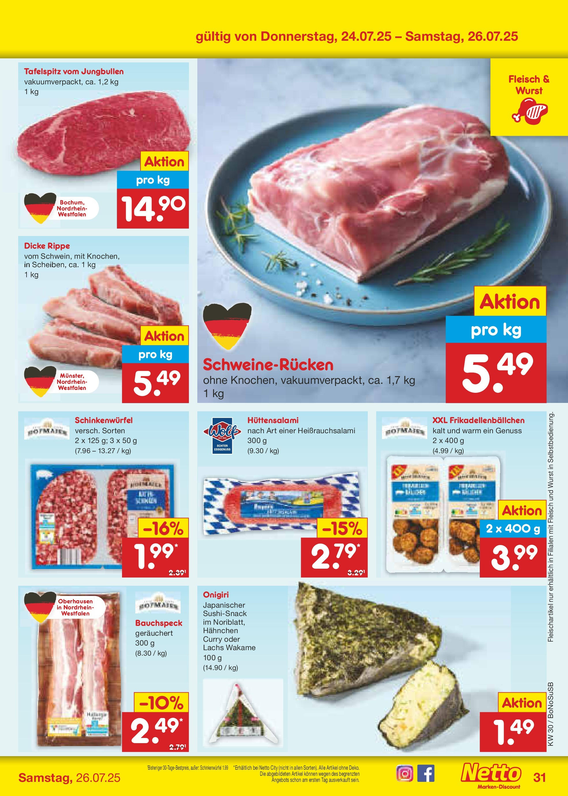 Netto Marken-Discount prospekt Stadtlohn (ab 21.07.2025) » Angebote | Seite: 49 | Produkte: Tafelspitz, Hahnchen, Lachs, Wurst Netto Marken-Discount prospekt Stadtlohn (ab 21.07.2025) » Angebote | Seite: 49 | Produkte: Tafelspitz, Hahnchen, Lachs, Wurst