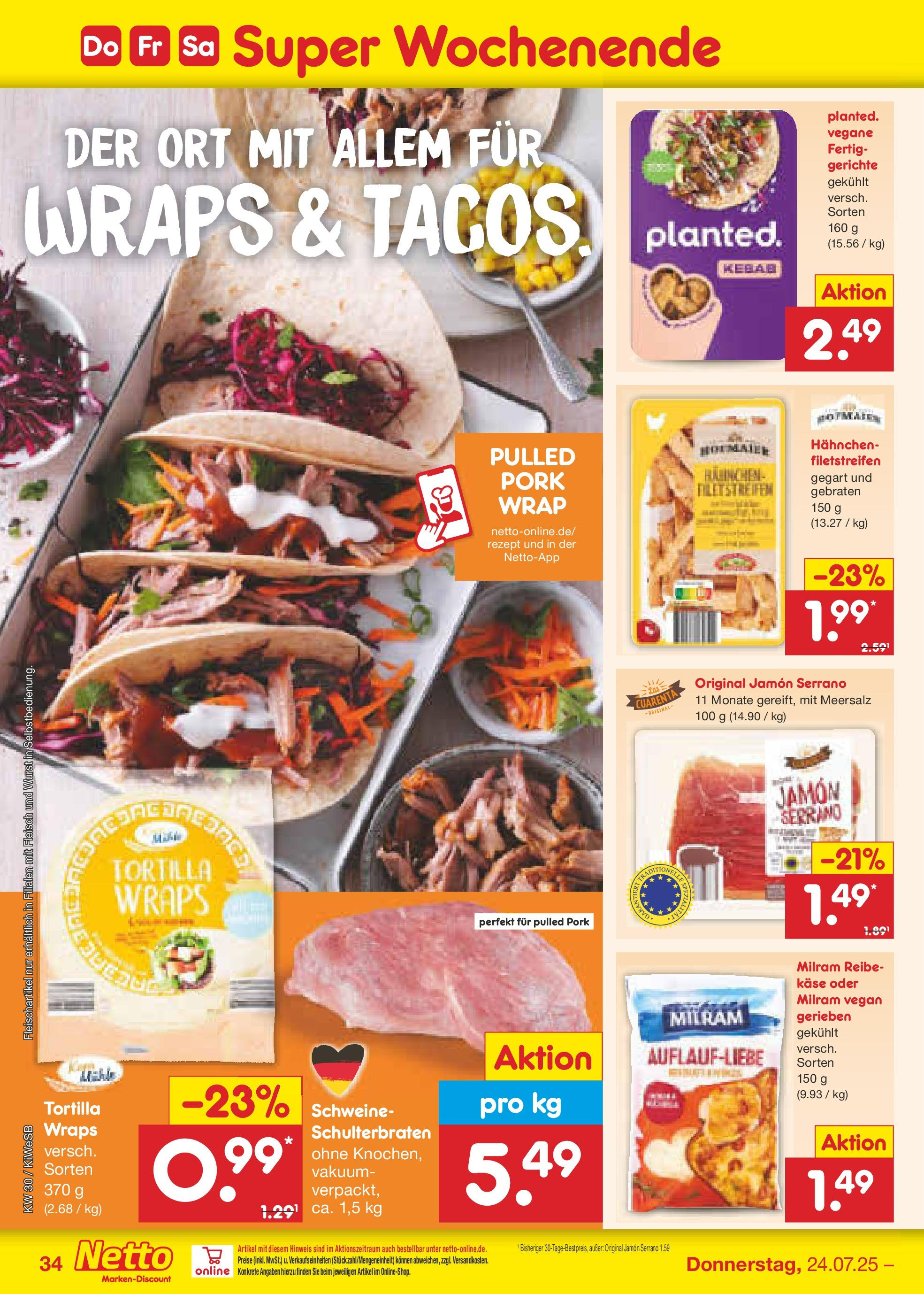 Netto Marken-Discount prospekt Bad Friedrichshall	 (ab 21.07.2025) » Angebote | Seite: 52 | Produkte: Hahnchen, Käse, Wurst, Fleisch