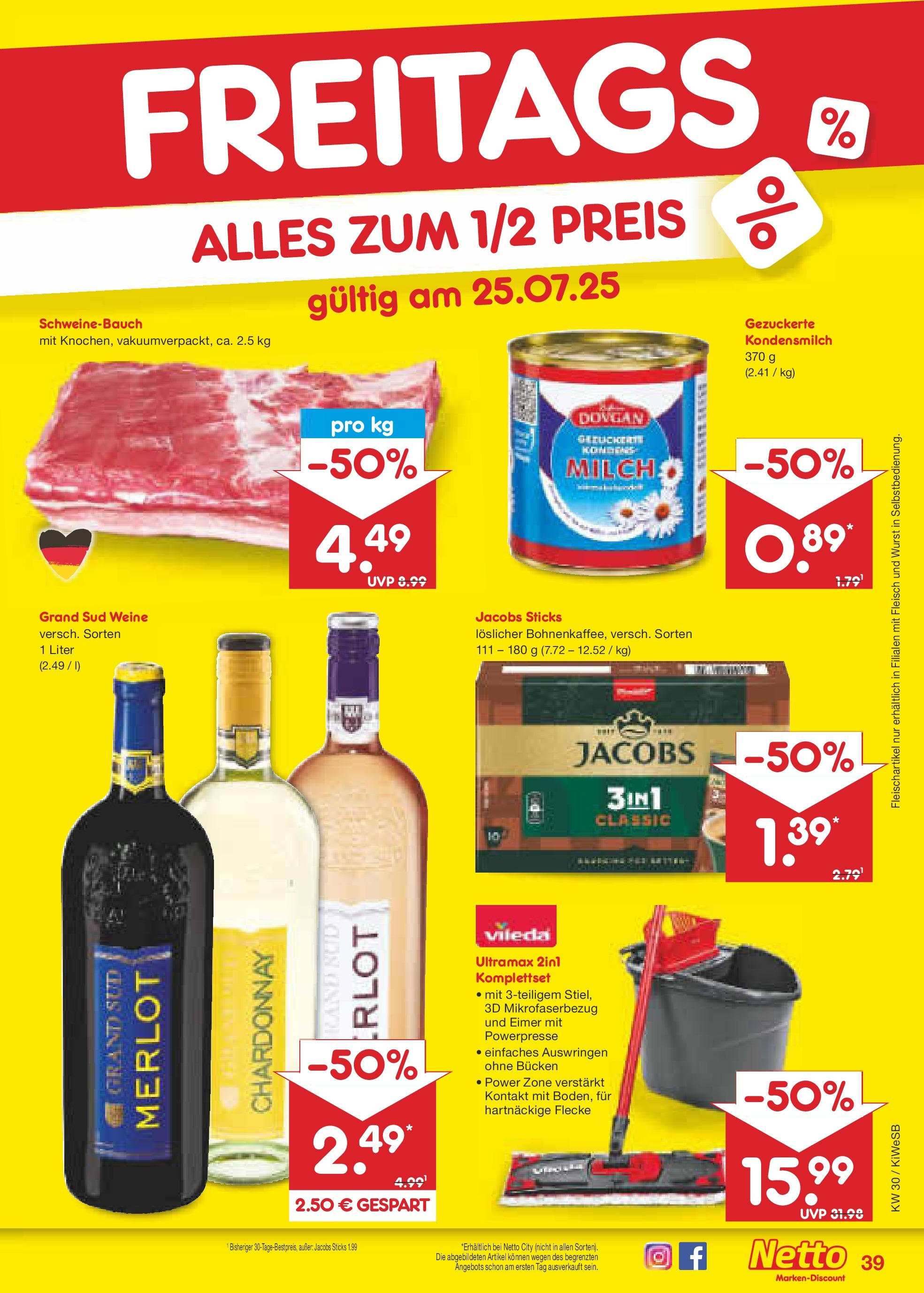 Netto Marken-Discount prospekt Bad Friedrichshall	 (ab 21.07.2025) » Angebote | Seite: 63 | Produkte: Milch, Merlot, Grand sud, Fleisch