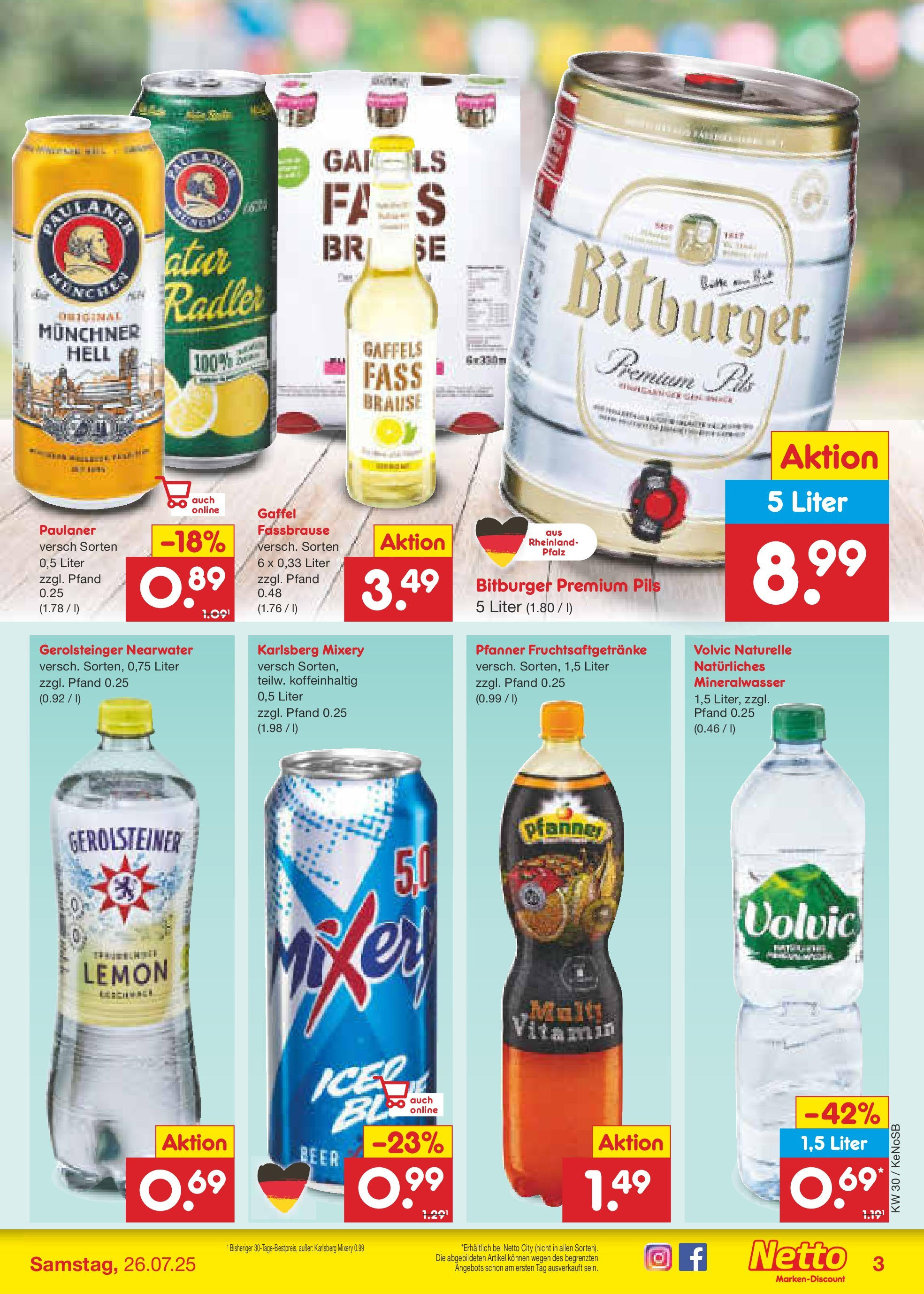 Netto Marken-Discount prospekt Bonn (ab 21.07.2025) » Angebote | Seite: 33 | Produkte: Bitburger, Pils, Fassbrause, Paulaner Netto Marken-Discount prospekt Bonn (ab 21.07.2025) » Angebote | Seite: 33 | Produkte: Bitburger, Pils, Fassbrause, Paulaner