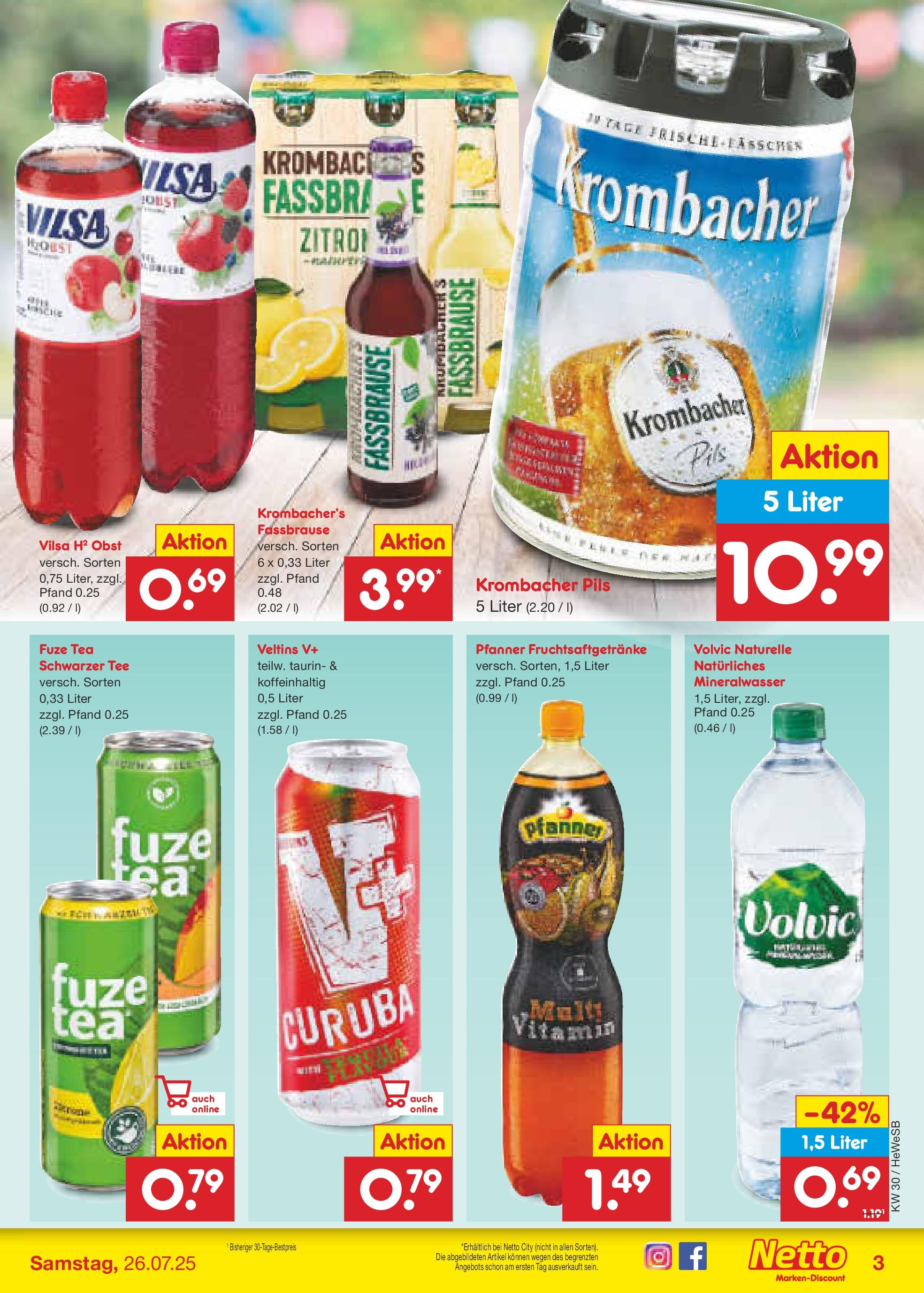 Netto Marken-Discount prospekt Brietlingen (ab 21.07.2025) » Angebote | Seite: 33 | Produkte: Fuze tea, Krombacher, Fassbrause, Volvic Netto Marken-Discount prospekt Brietlingen (ab 21.07.2025) » Angebote | Seite: 33 | Produkte: Fuze tea, Krombacher, Fassbrause, Volvic