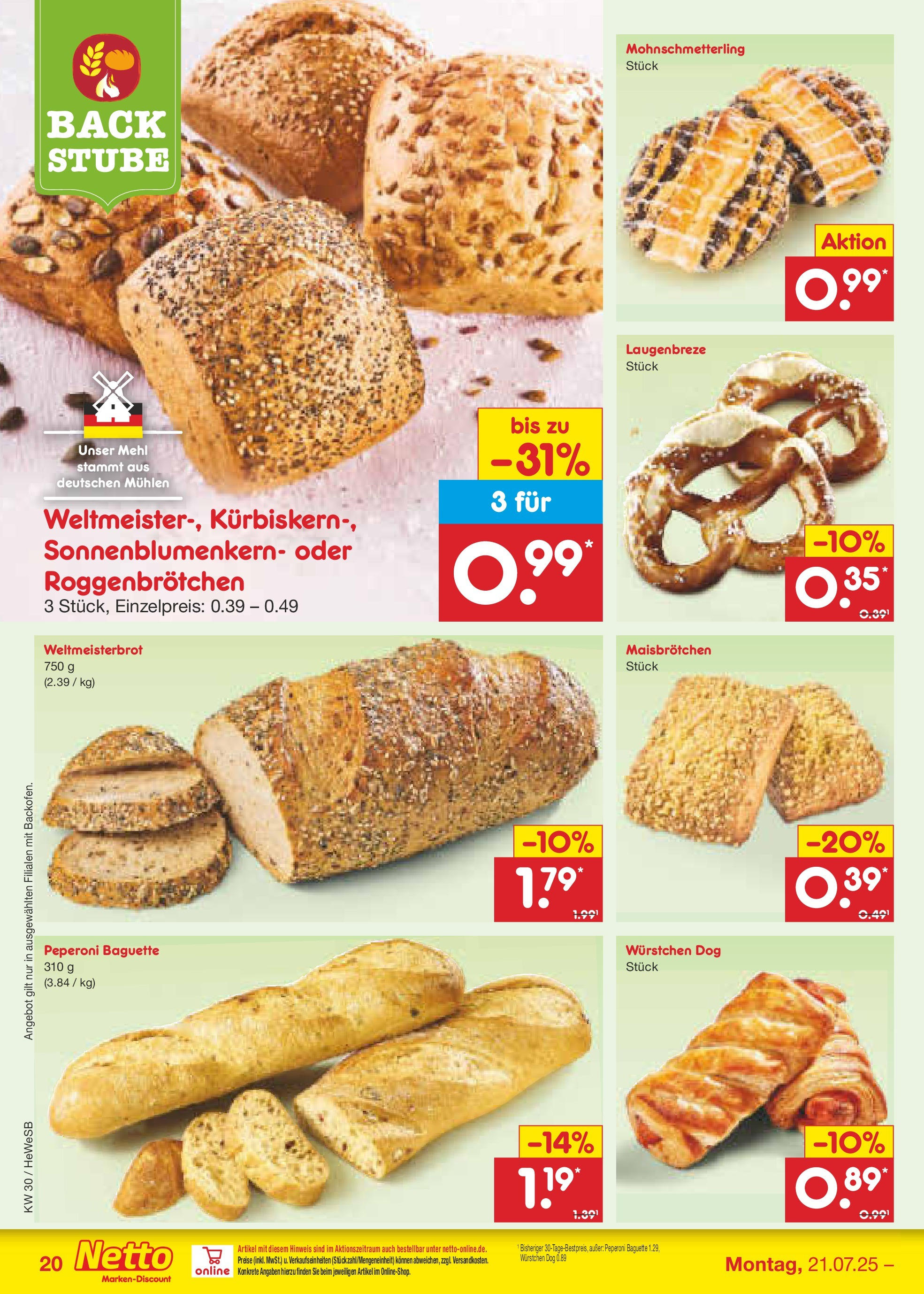 Netto Marken-Discount prospekt Brietlingen (ab 21.07.2025) » Angebote | Seite: 34 | Produkte: Mehl, Baguette Netto Marken-Discount prospekt Brietlingen (ab 21.07.2025) » Angebote | Seite: 34 | Produkte: Mehl, Baguette