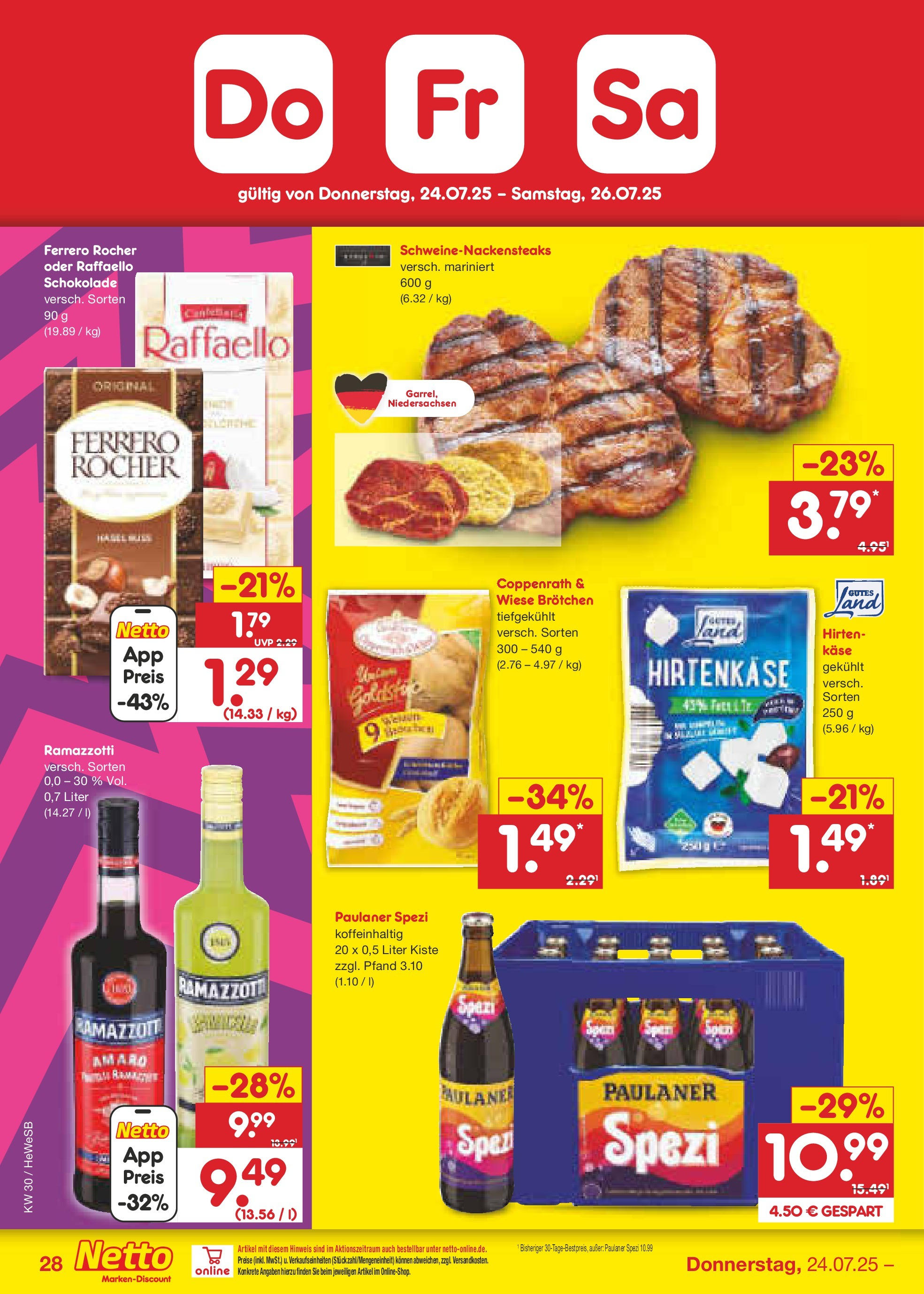 Netto Marken-Discount prospekt Brietlingen (ab 21.07.2025) » Angebote | Seite: 46 | Produkte: Raffaello, Ferrero rocher, Schokolade, Paulaner Netto Marken-Discount prospekt Brietlingen (ab 21.07.2025) » Angebote | Seite: 46 | Produkte: Raffaello, Ferrero rocher, Schokolade, Paulaner