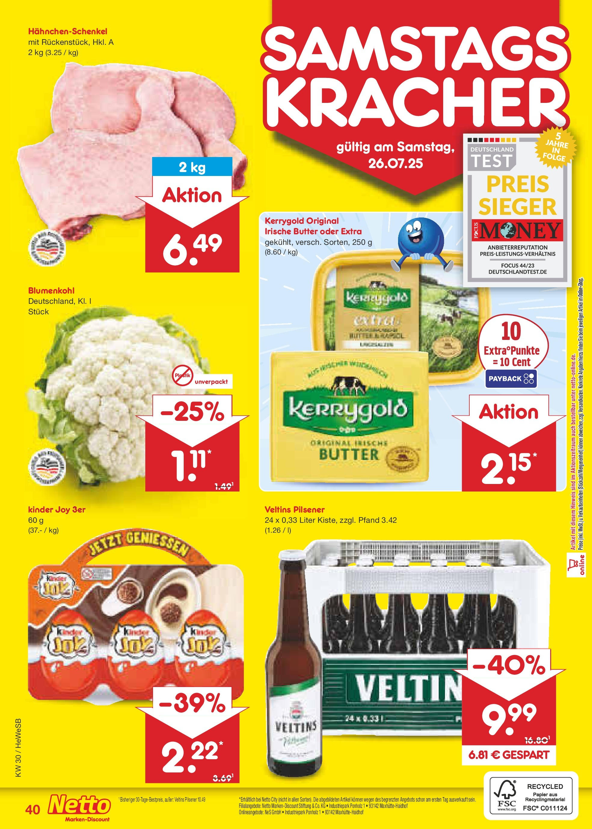 Netto Marken-Discount prospekt Brietlingen (ab 21.07.2025) » Angebote | Seite: 64 | Produkte: Hahnchenschenkel, Butter, Kinder joy, Blumenkohl Netto Marken-Discount prospekt Brietlingen (ab 21.07.2025) » Angebote | Seite: 64 | Produkte: Hahnchenschenkel, Butter, Kinder joy, Blumenkohl
